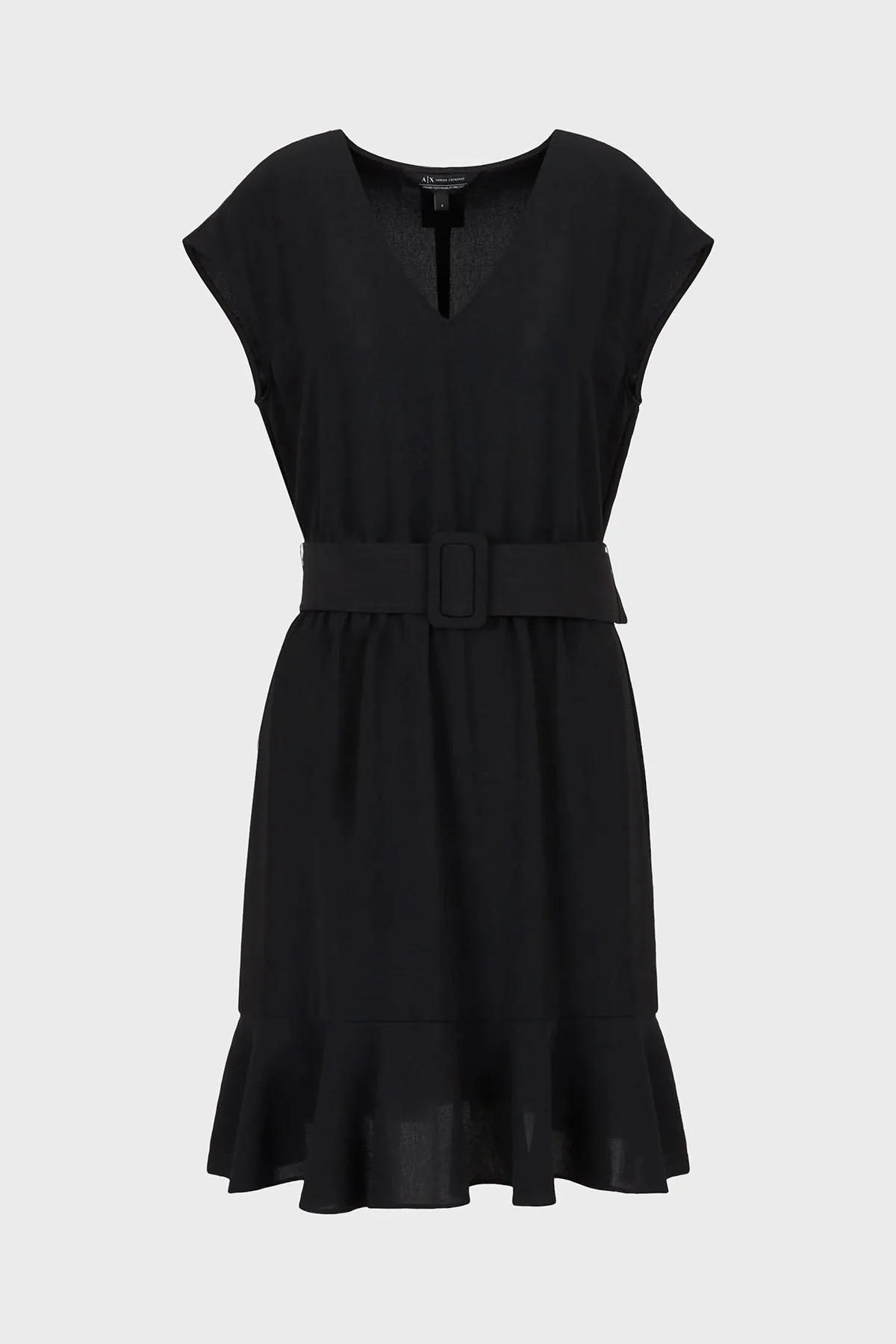 Armani Exchange Regular Fit Kemerli V Yaka Eteği Volanlı Bayan Elbise 3RYA45 YN9JZ 1200 SİYAH - 5