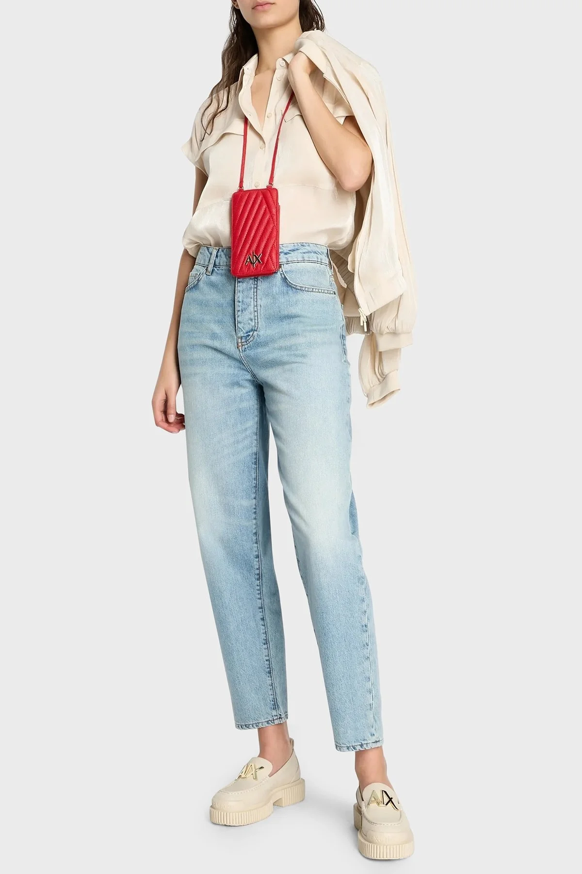 Armani Exchange Regular Fit Kısa Kollu Bayan Gömlek 3DYC19 YNUUZ 1787 BEJ - 2