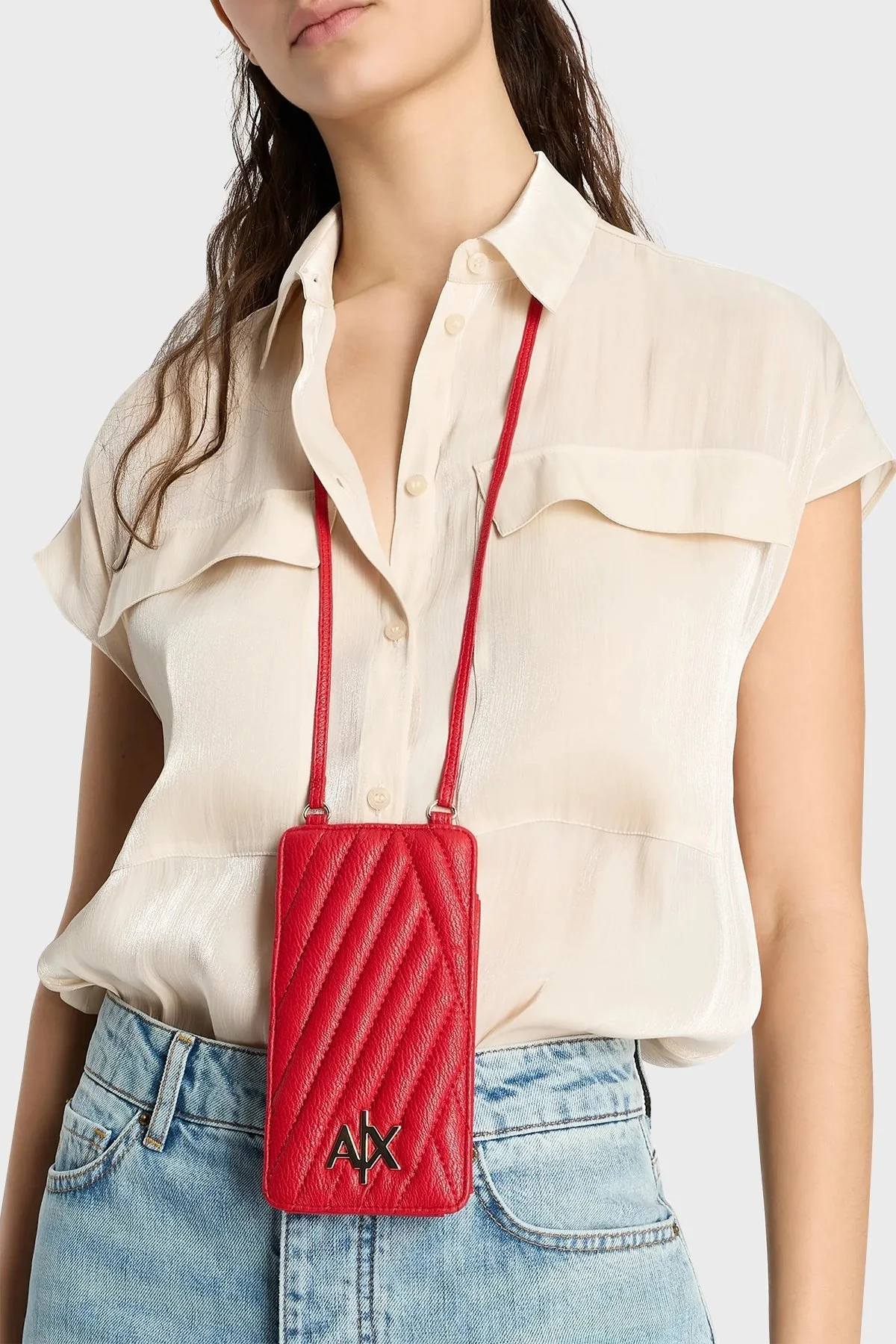 Armani Exchange Regular Fit Kısa Kollu Bayan Gömlek 3DYC19 YNUUZ 1787 BEJ - 4