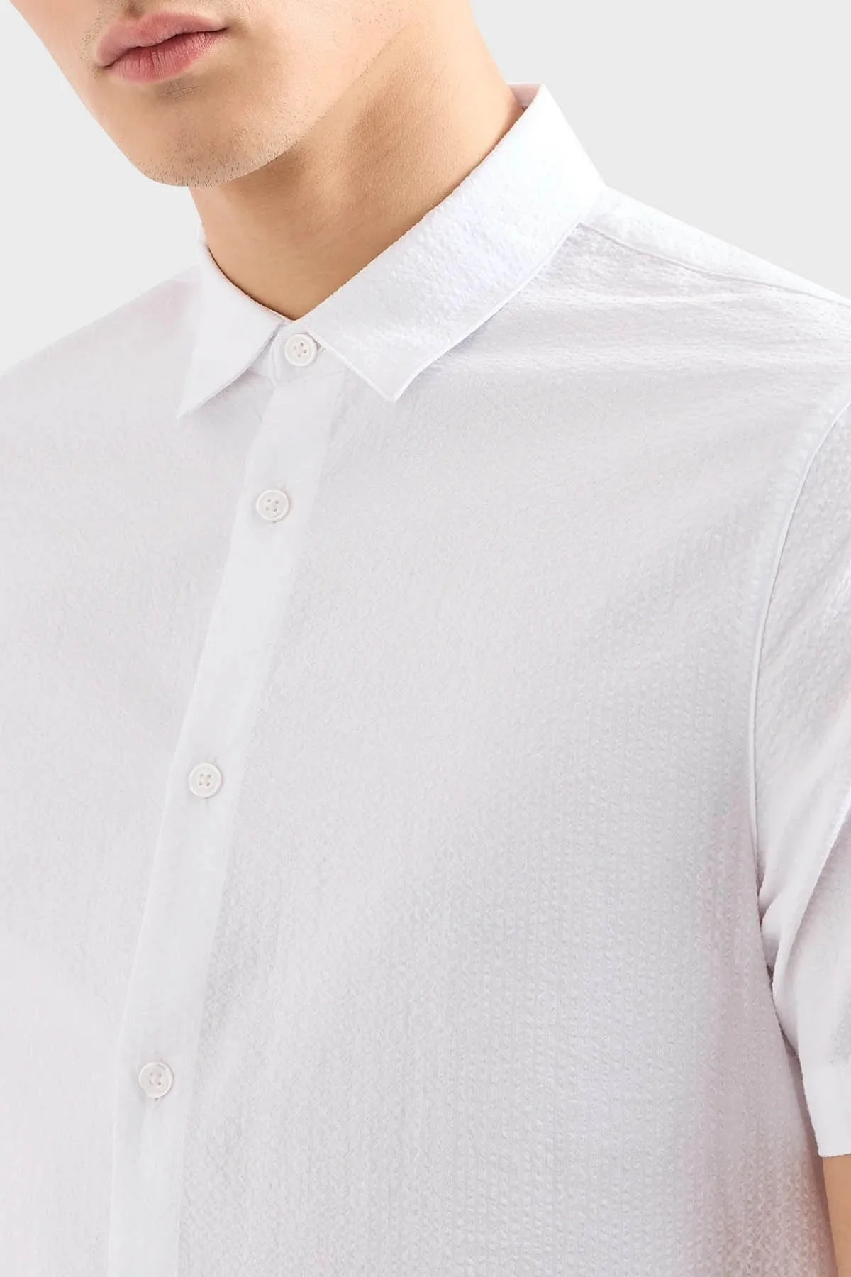 Armani Exchange Regular Fit Kısa Kollu Erkek Gömlek 3DZC28 ZN4KZ 1100 BEYAZ - 4