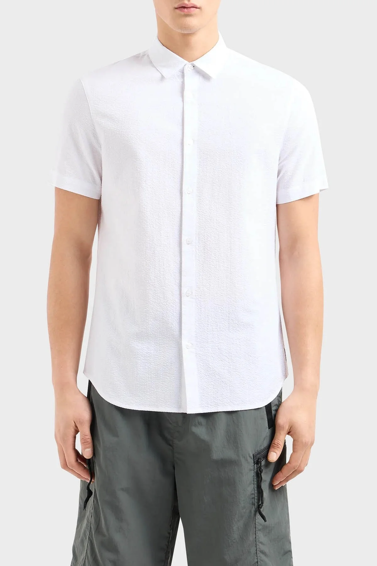 Armani Exchange Regular Fit Kısa Kollu Erkek Gömlek 3DZC28 ZN4KZ 1100 BEYAZ - 6