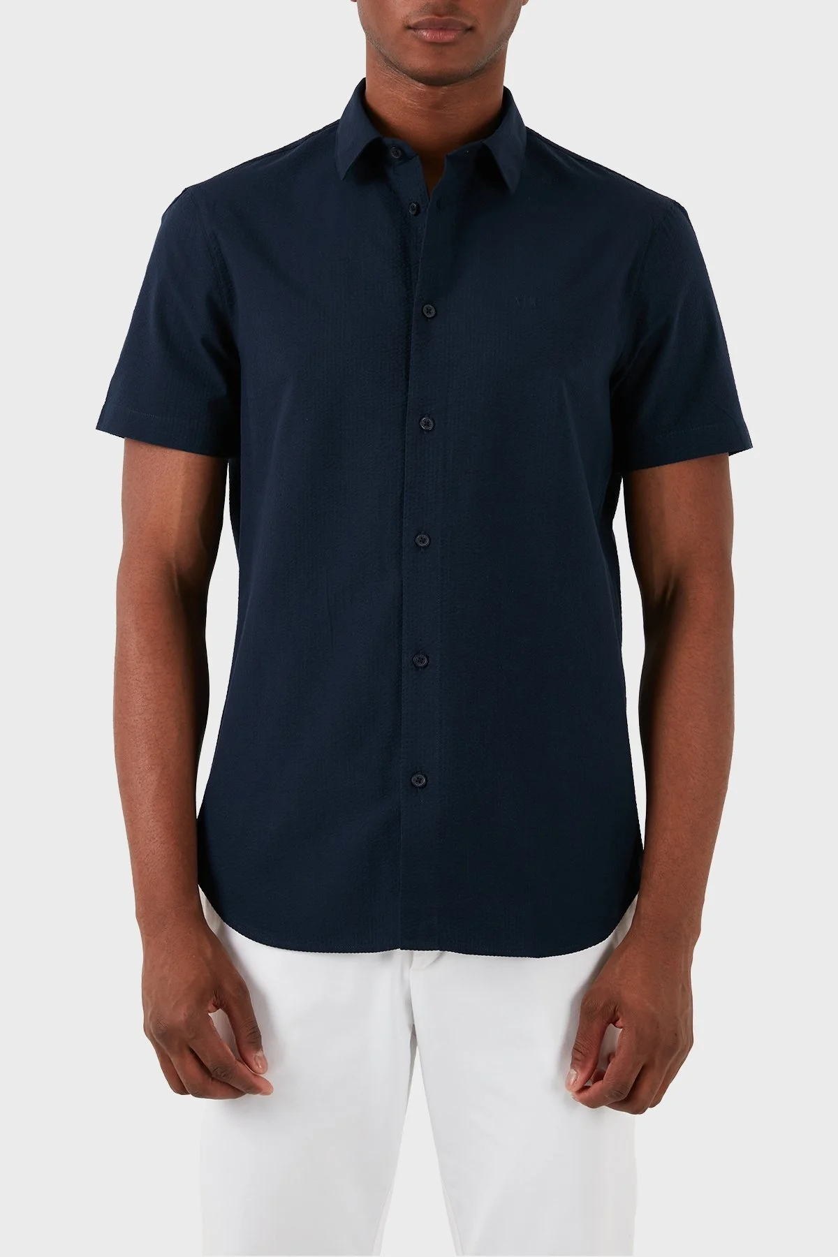 Armani Exchange Regular Fit Kısa Kollu Erkek Gömlek 3DZC28 ZN4KZ 15BA LACİVERT - 1