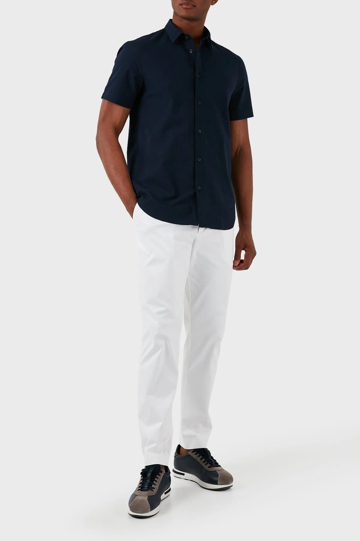 Armani Exchange Regular Fit Kısa Kollu Erkek Gömlek 3DZC28 ZN4KZ 15BA LACİVERT - 5