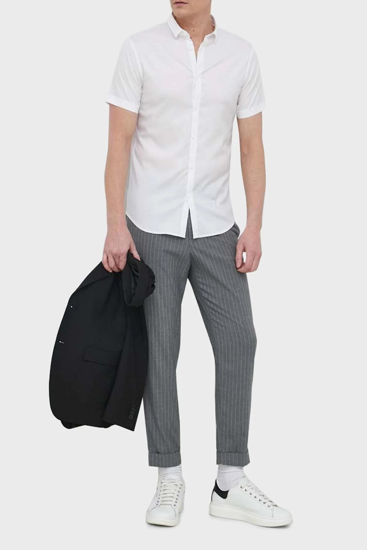 Armani Exchange Regular Fit Kısa Kollu Erkek Gömlek 8NZC51 ZNYXZ 1100 BEYAZ - 3