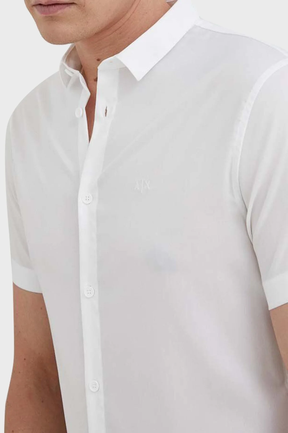 Armani Exchange Regular Fit Kısa Kollu Erkek Gömlek 8NZC51 ZNYXZ 1100 BEYAZ - 4