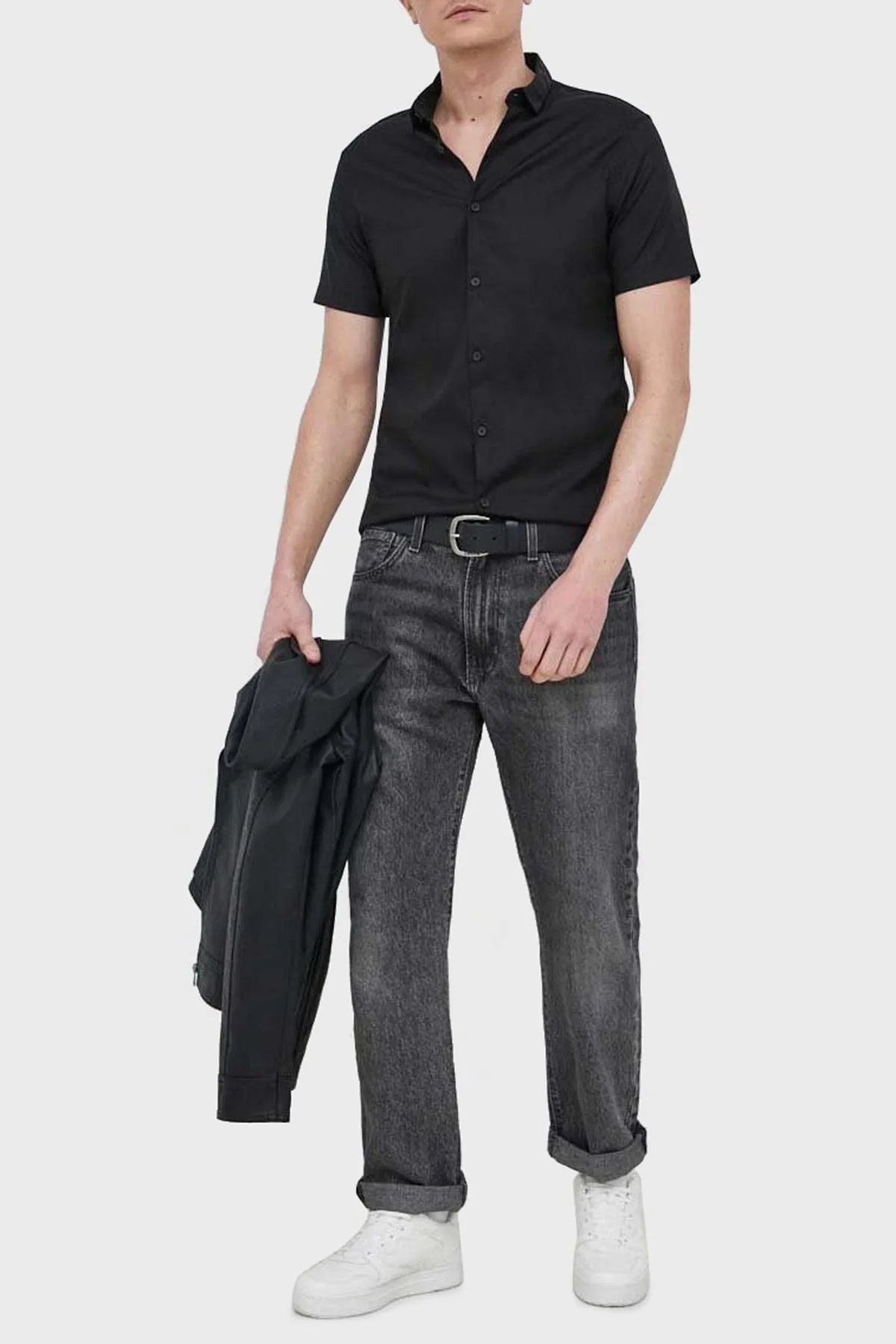 Armani Exchange Regular Fit Kısa Kollu Erkek Gömlek 8NZC51 ZNYXZ 1200 SİYAH - 4