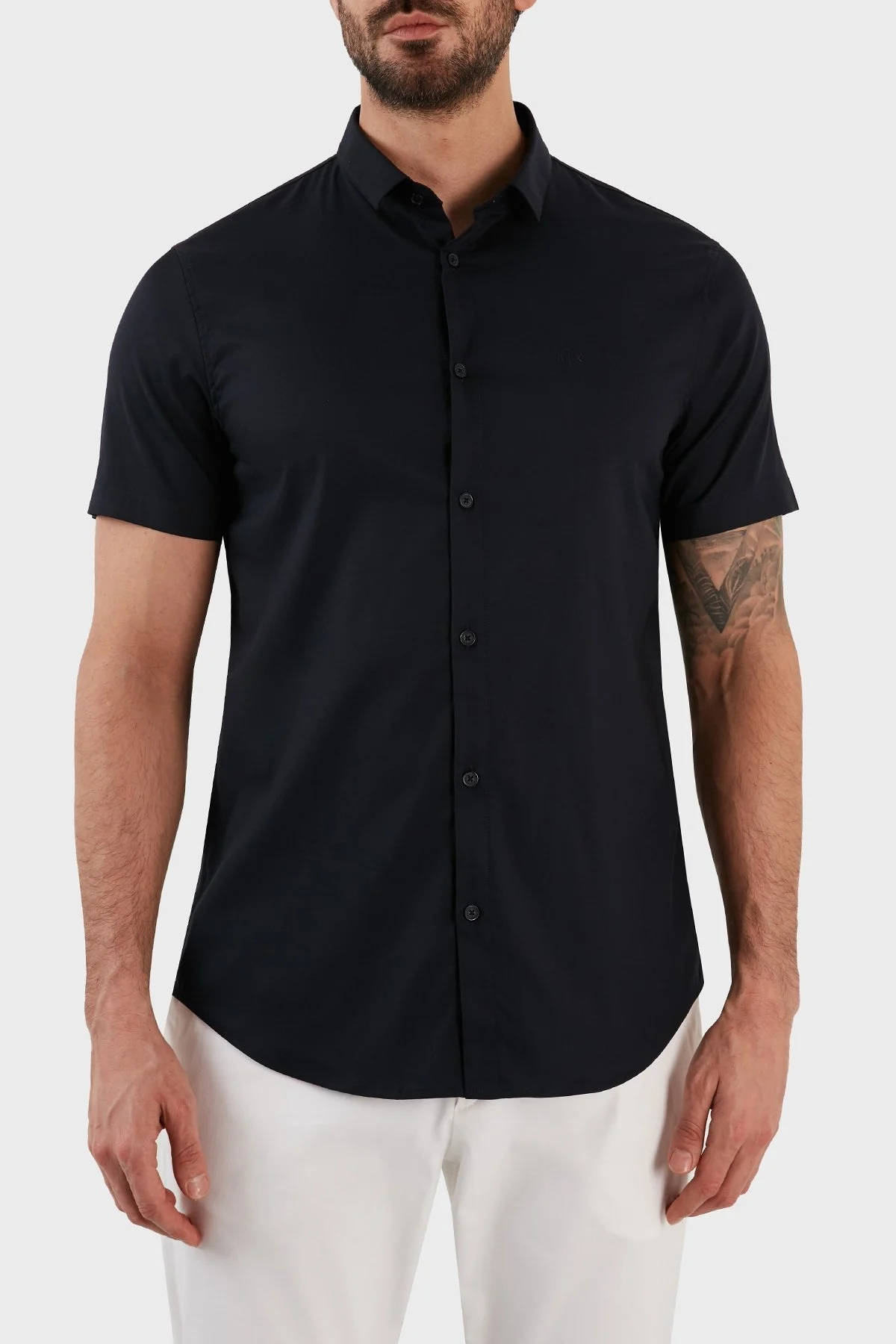 Armani Exchange Regular Fit Kısa Kollu Erkek Gömlek 8NZC51 ZNYXZ 1510 LACİVERT - 1