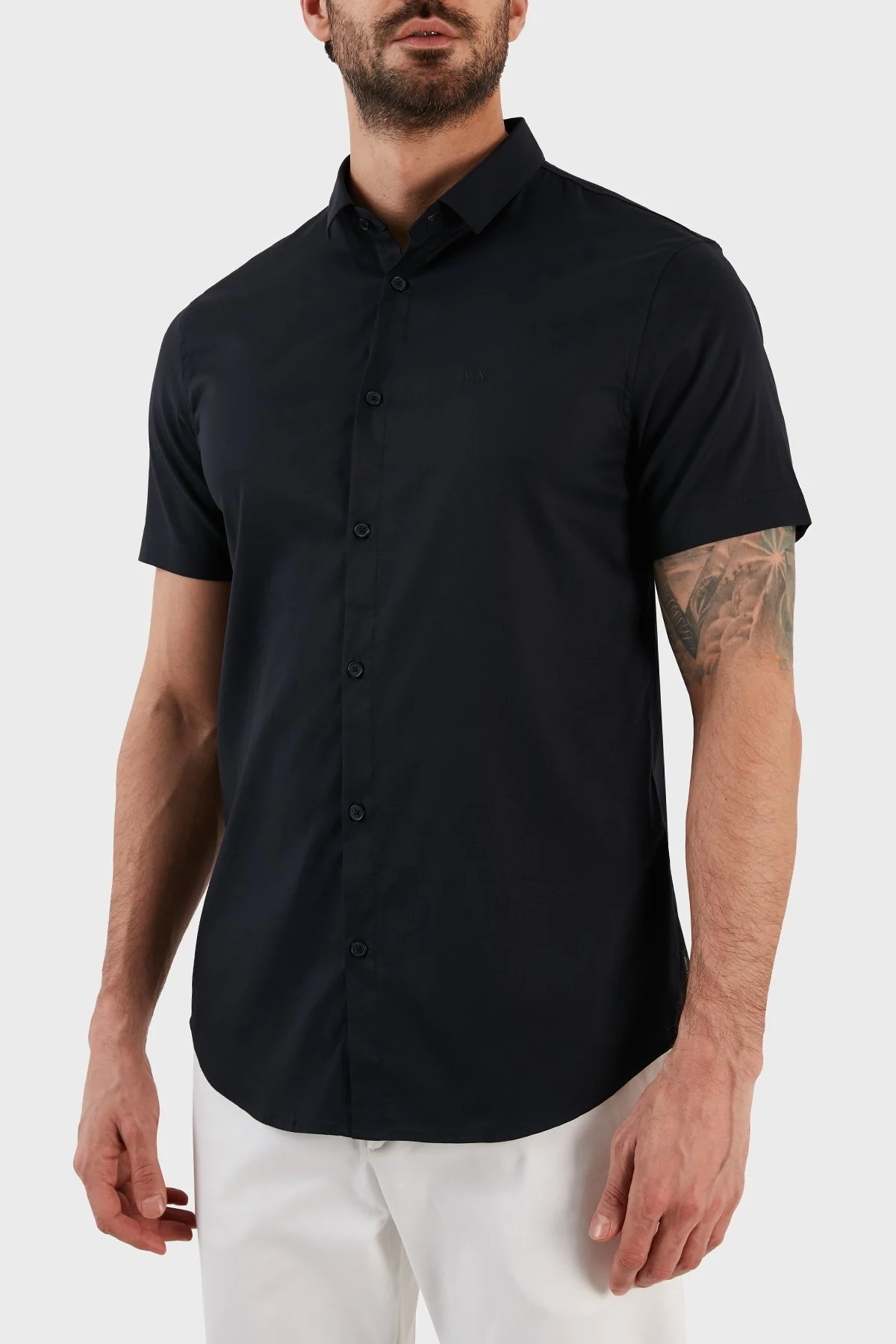 Armani Exchange Regular Fit Kısa Kollu Erkek Gömlek 8NZC51 ZNYXZ 1510 LACİVERT - 2