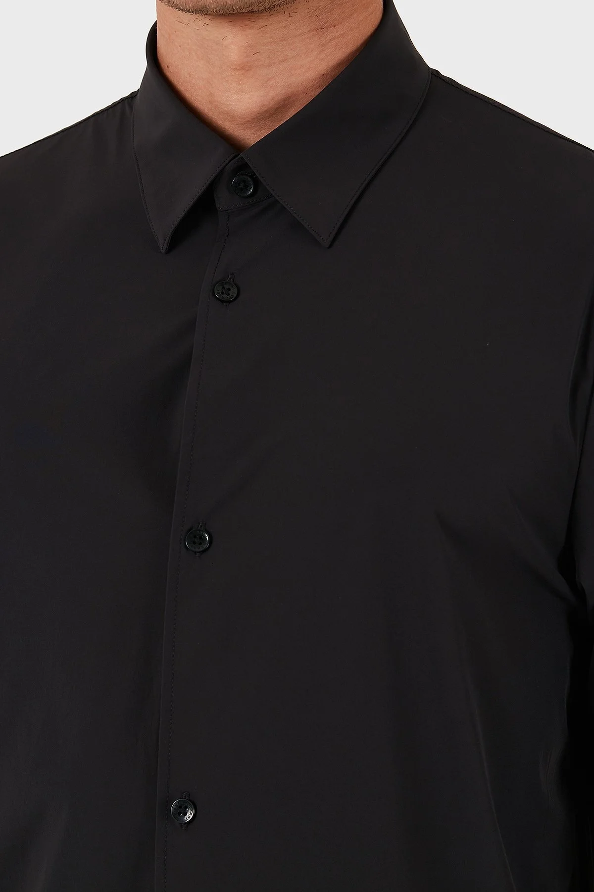 Armani Exchange Regular Fit Klasik Yaka Uzun Kollu Erkek Gömlek XM001567 AF19193 UC001 SİYAH - 6