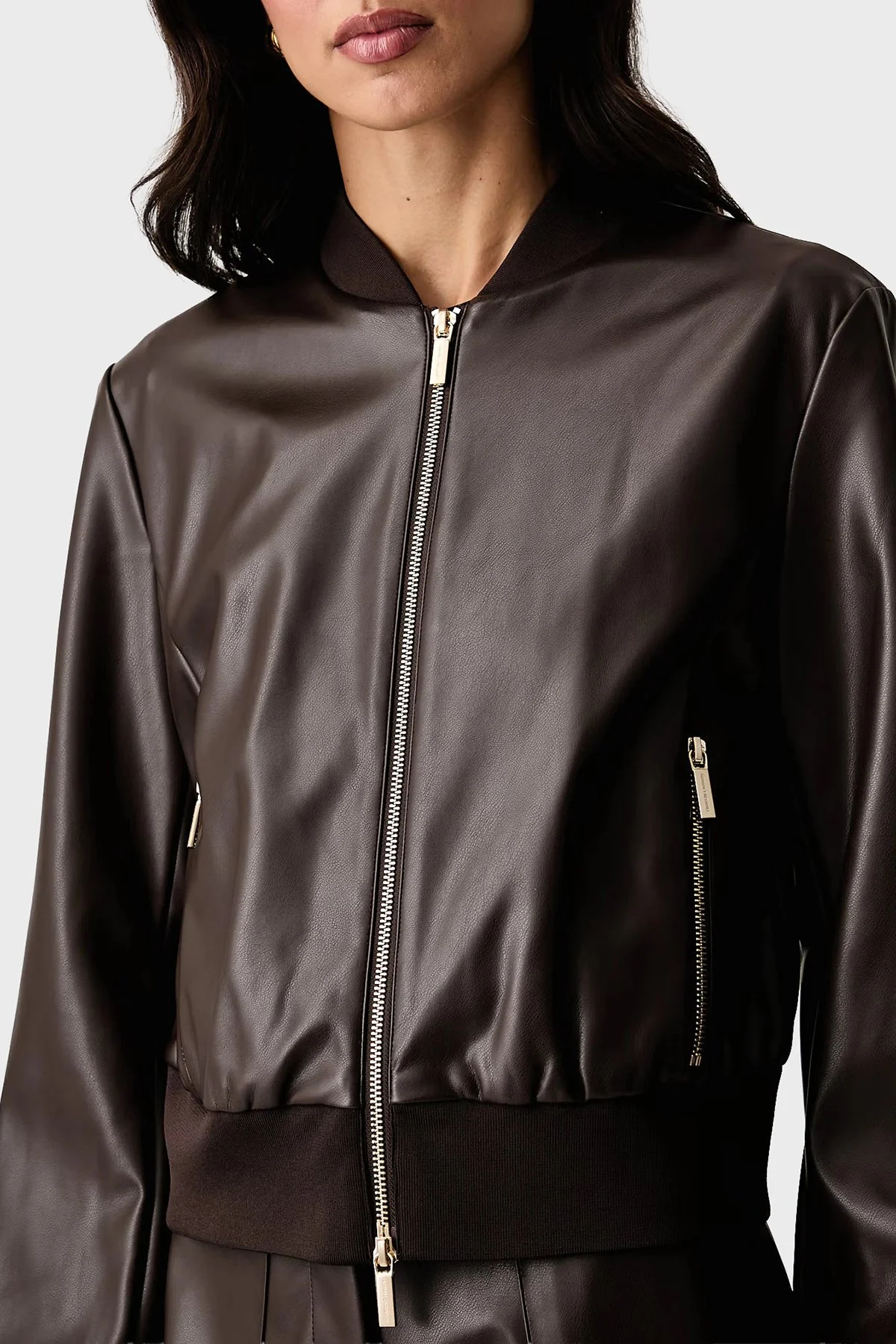 Armani Exchange Regular Fit Kolej Yaka Fermuarlı Kadın Ceket XW003136 AF10203 U6032 Kahve - 4