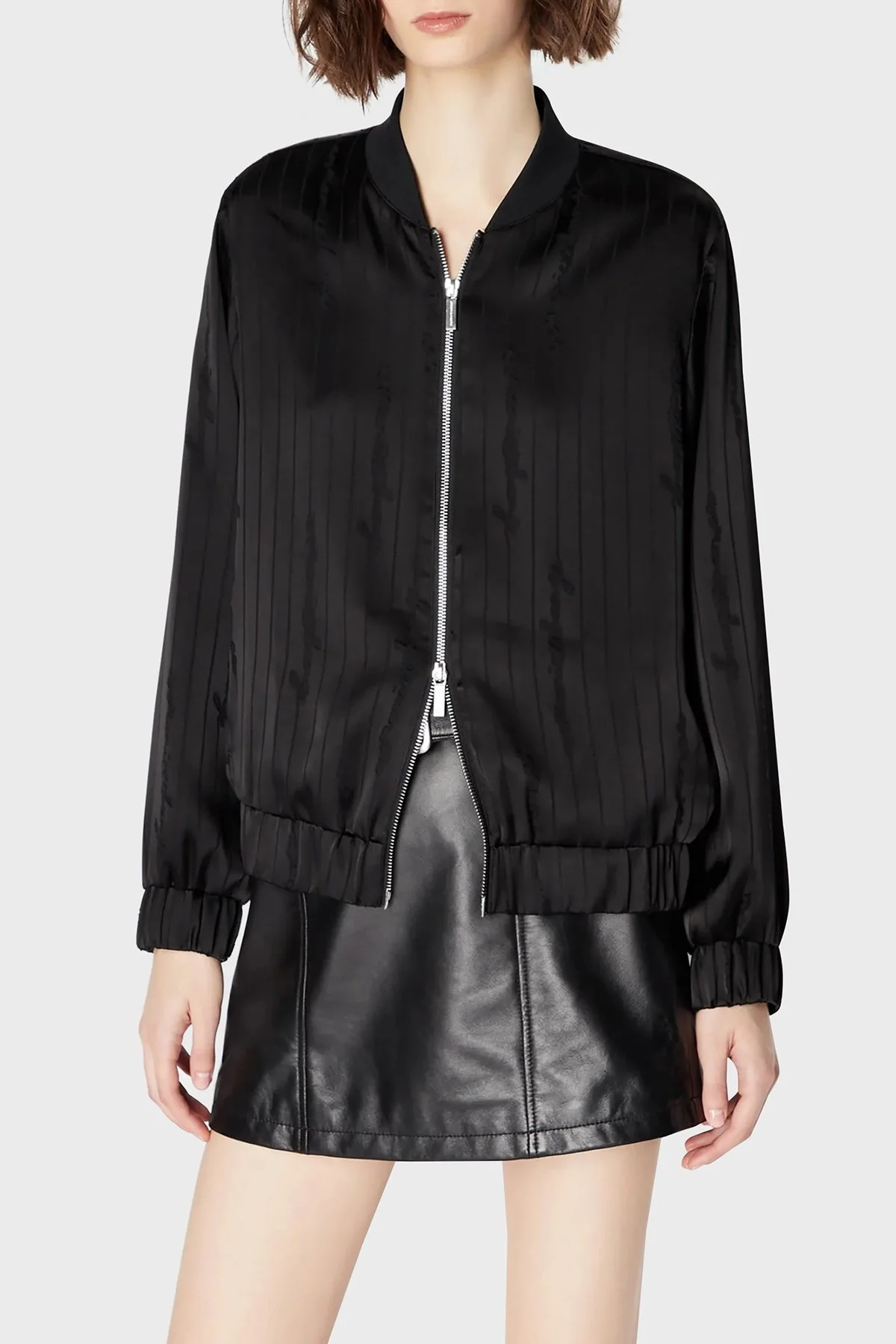 Armani Exchange Regular Fit Kolej Yaka Saten Bomber Bayan Ceket 6RYB10 YN2KZ 02EL SİYAH - 5