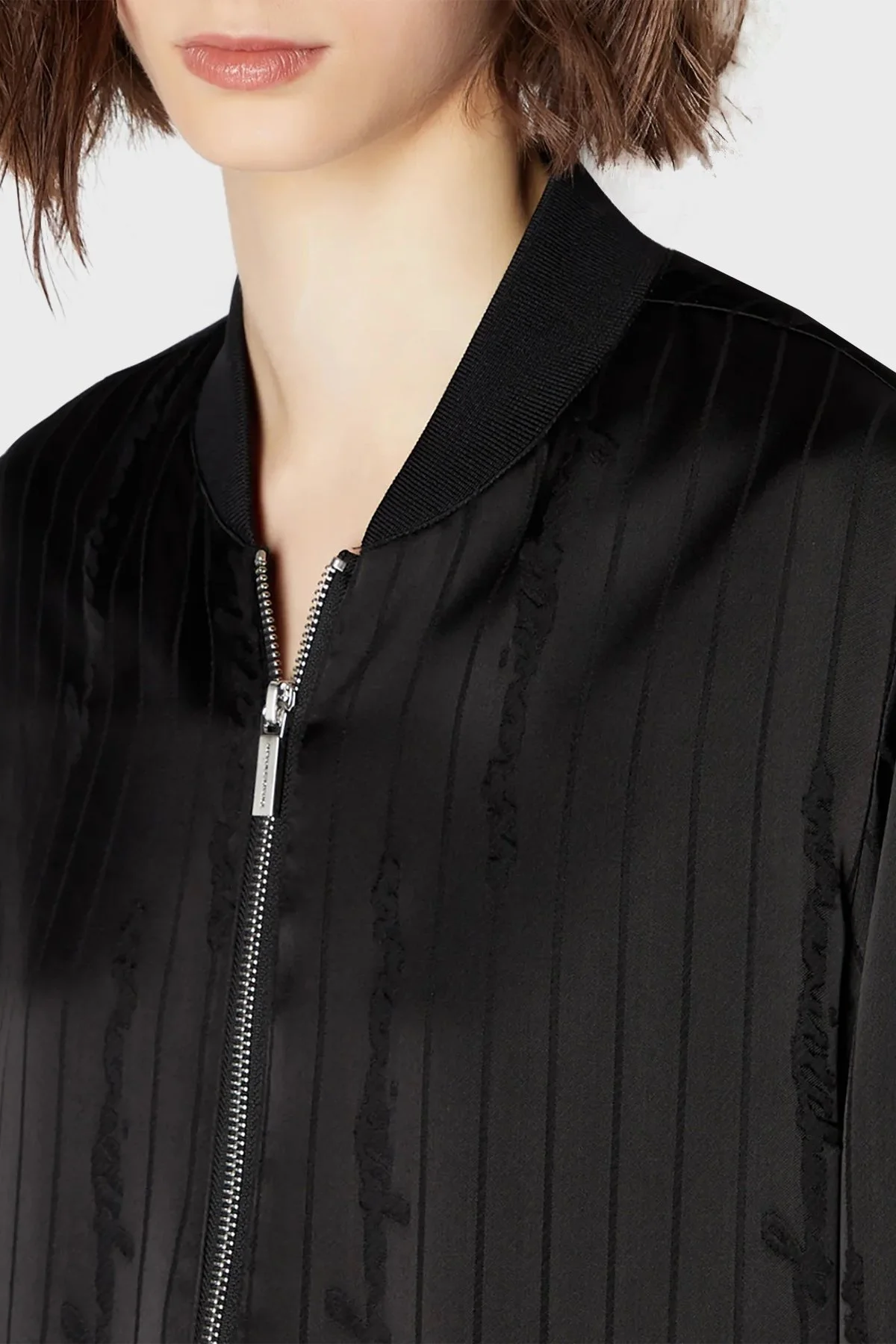 Armani Exchange Regular Fit Kolej Yaka Saten Bomber Bayan Ceket 6RYB10 YN2KZ 02EL SİYAH - 6