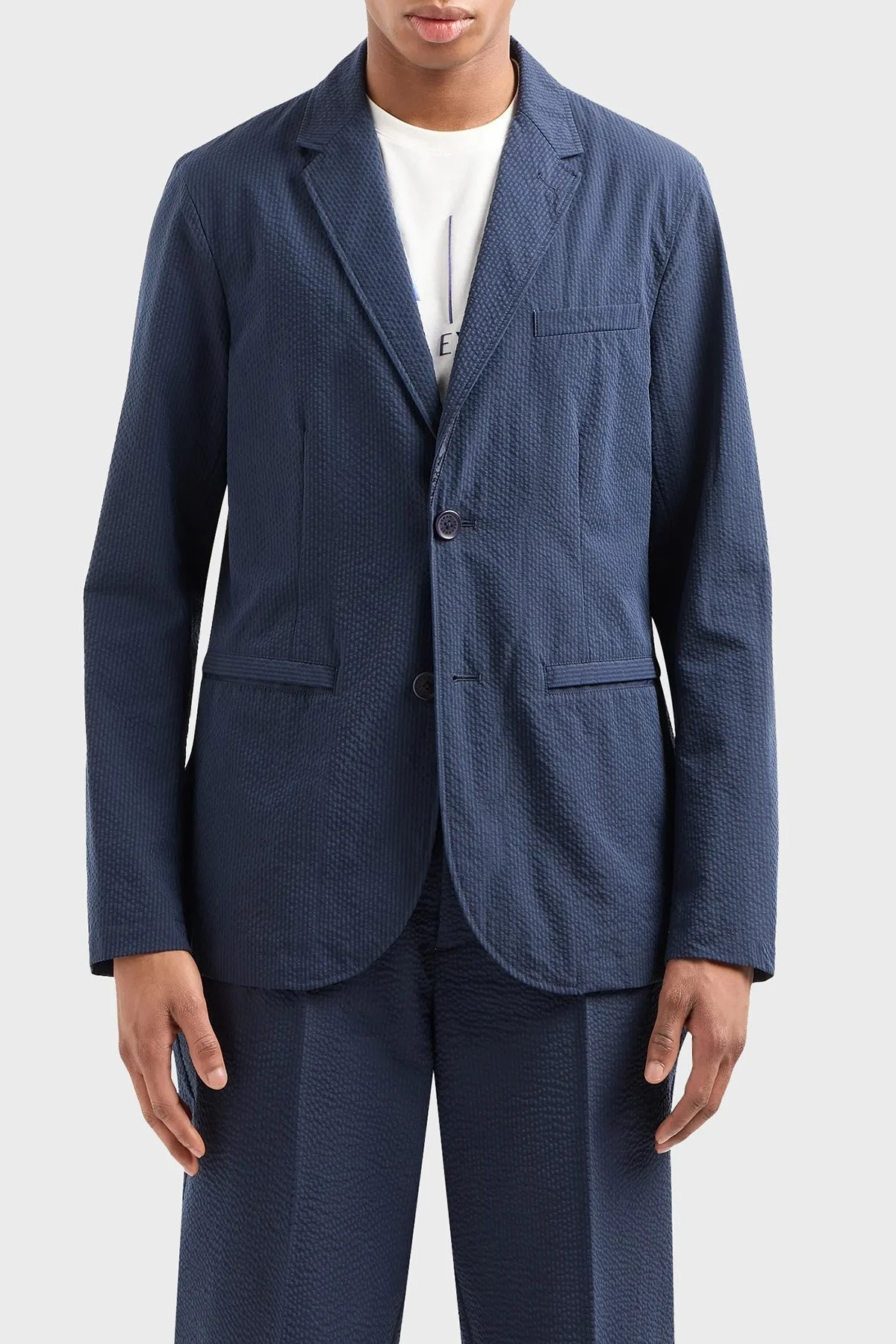 Armani Exchange Tamamı Astarlı Gofre Kumaştan Regular Fit Blazer Erkek Ceket 3DZG23 ZN1AZ 15BA LACİVERT - 6