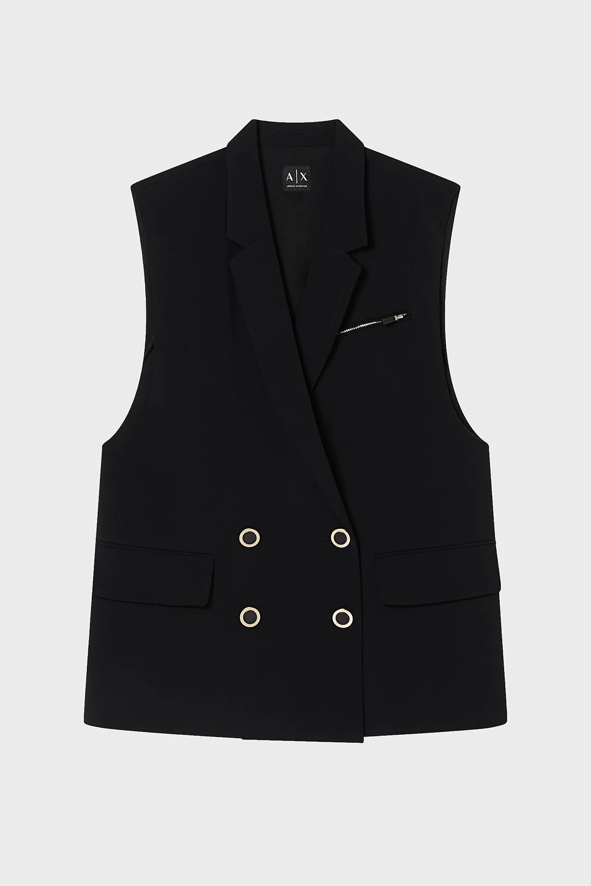 Armani Exchange Regular Fit Kruvaze Yaka Düğmeli Bayan Yelek XW001823 AF16125 UC001 SİYAH - 1