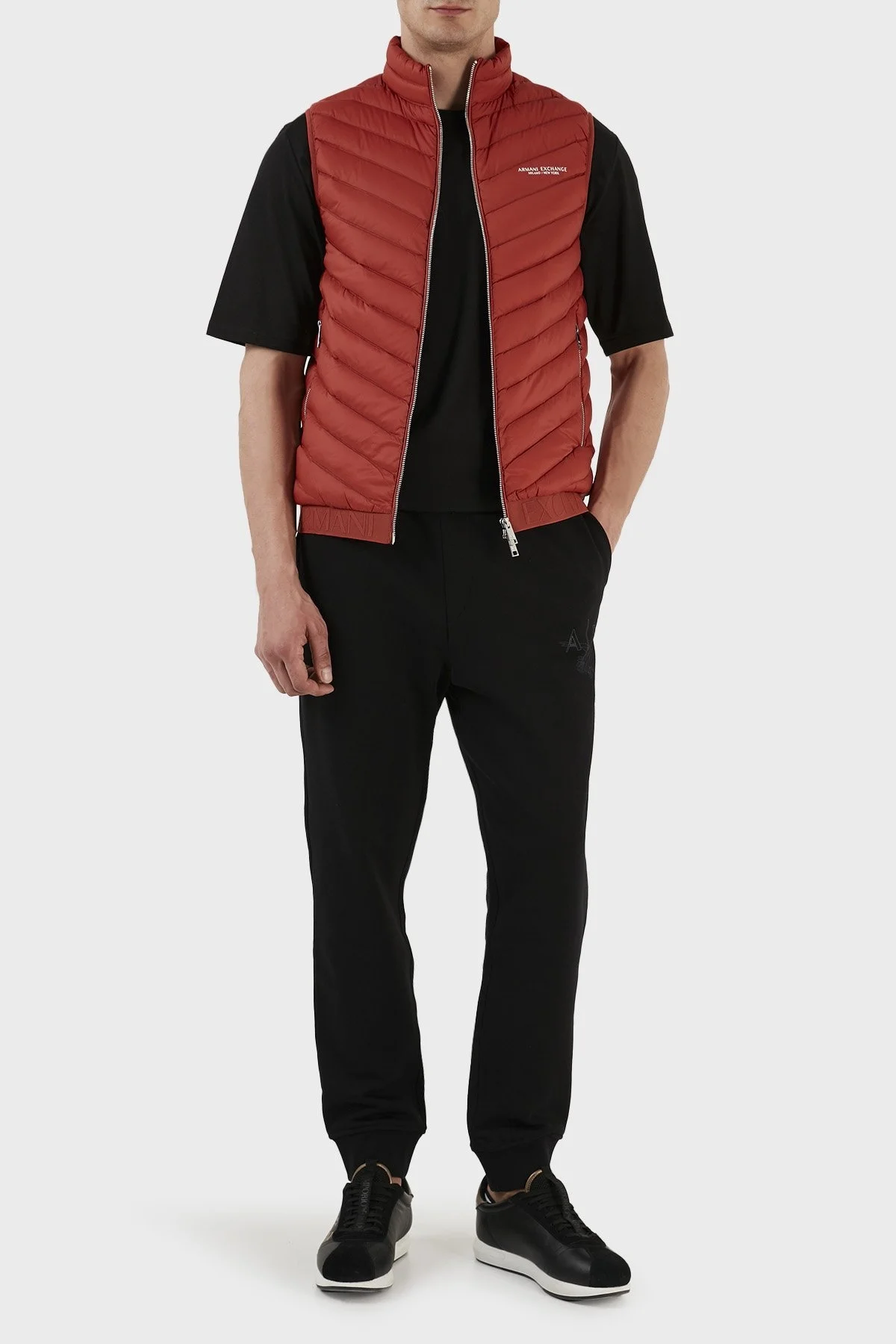 Armani Exchange Regular Fit Kuş Tüyü Dolgulu Dik Yaka Şişme Erkek Yelek 8NZQ52 ZNW3Z 24AC KIRMIZI - 3