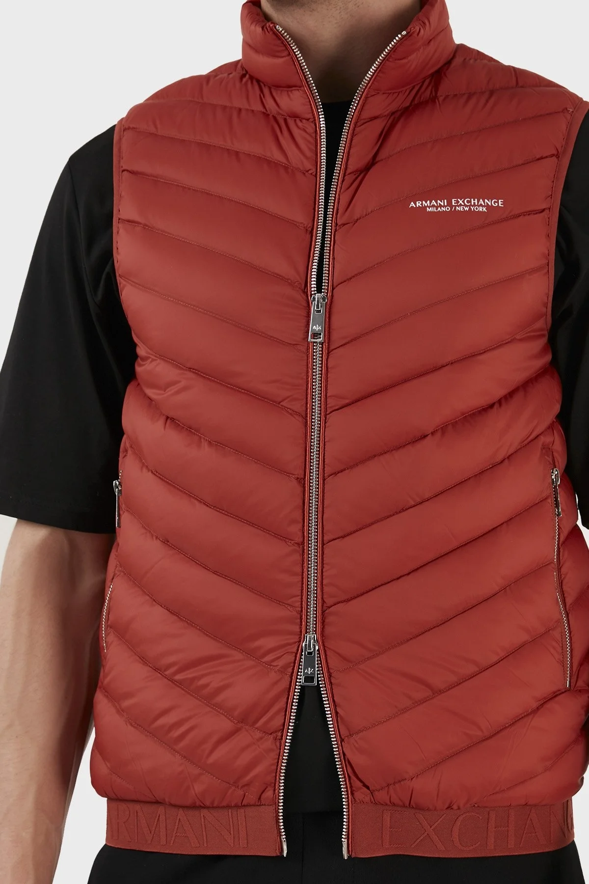 Armani Exchange Regular Fit Kuş Tüyü Dolgulu Dik Yaka Şişme Erkek Yelek 8NZQ52 ZNW3Z 24AC KIRMIZI - 4