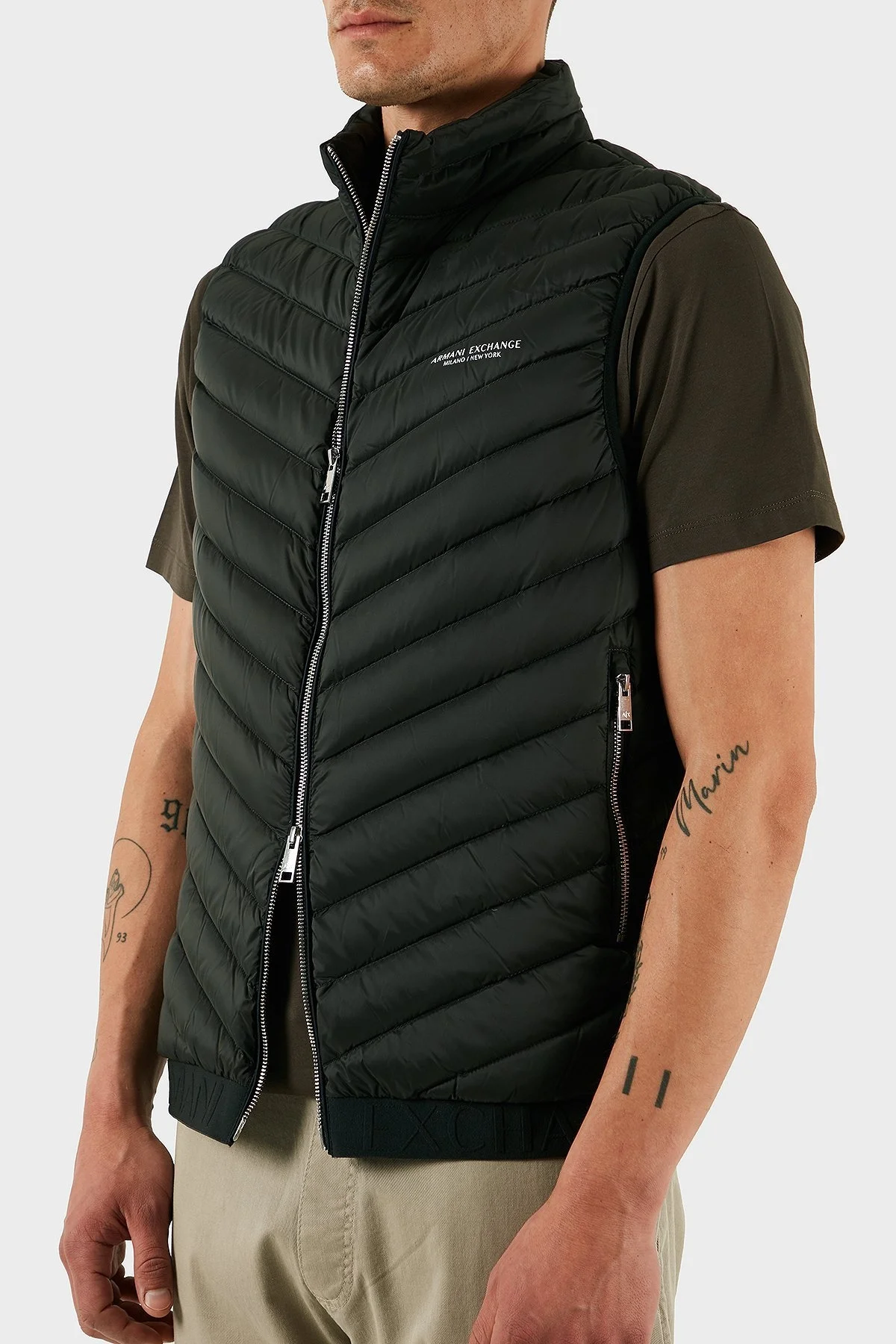 Armani Exchange Regular Fit Kuş Tüyü Dolgulu Dik Yaka Şişme Erkek Yelek 8NZQ52 ZNW3Z MB066 HAKİ - 6