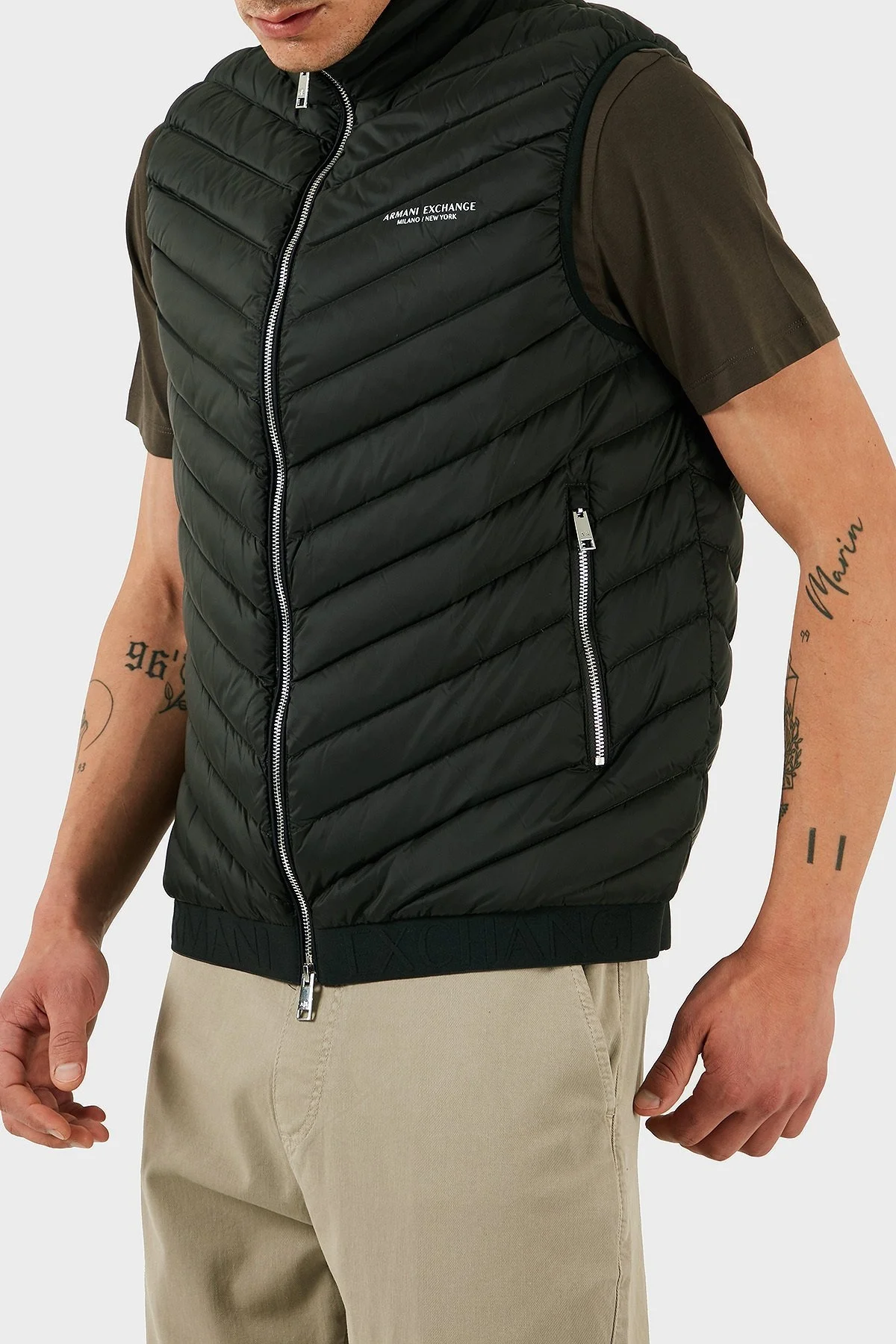 Armani Exchange Regular Fit Kuş Tüyü Dolgulu Dik Yaka Şişme Erkek Yelek 8NZQ52 ZNW3Z MB066 HAKİ - 7