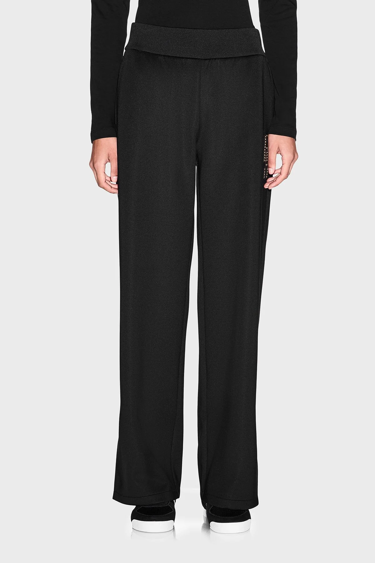 Armani Exchange Regular Fit Lastikli Bel Kadın Pantolon XW002867 AF25526 UC001 Siyah - 4