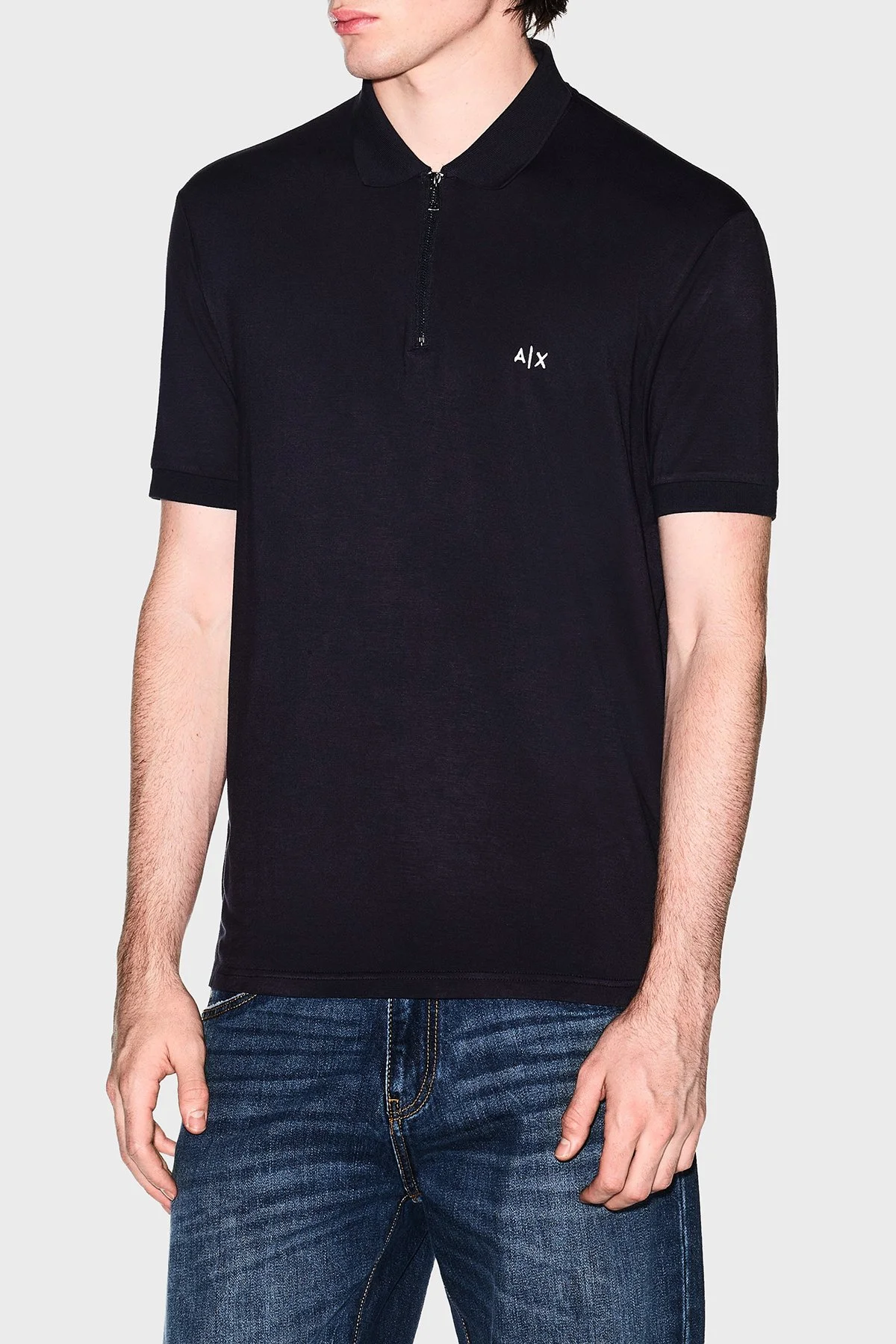 Armani Exchange Regular Fit Logolu Fermuarlı Erkek Polo XM002372 AF21936 UB101 LACİVERT - 1