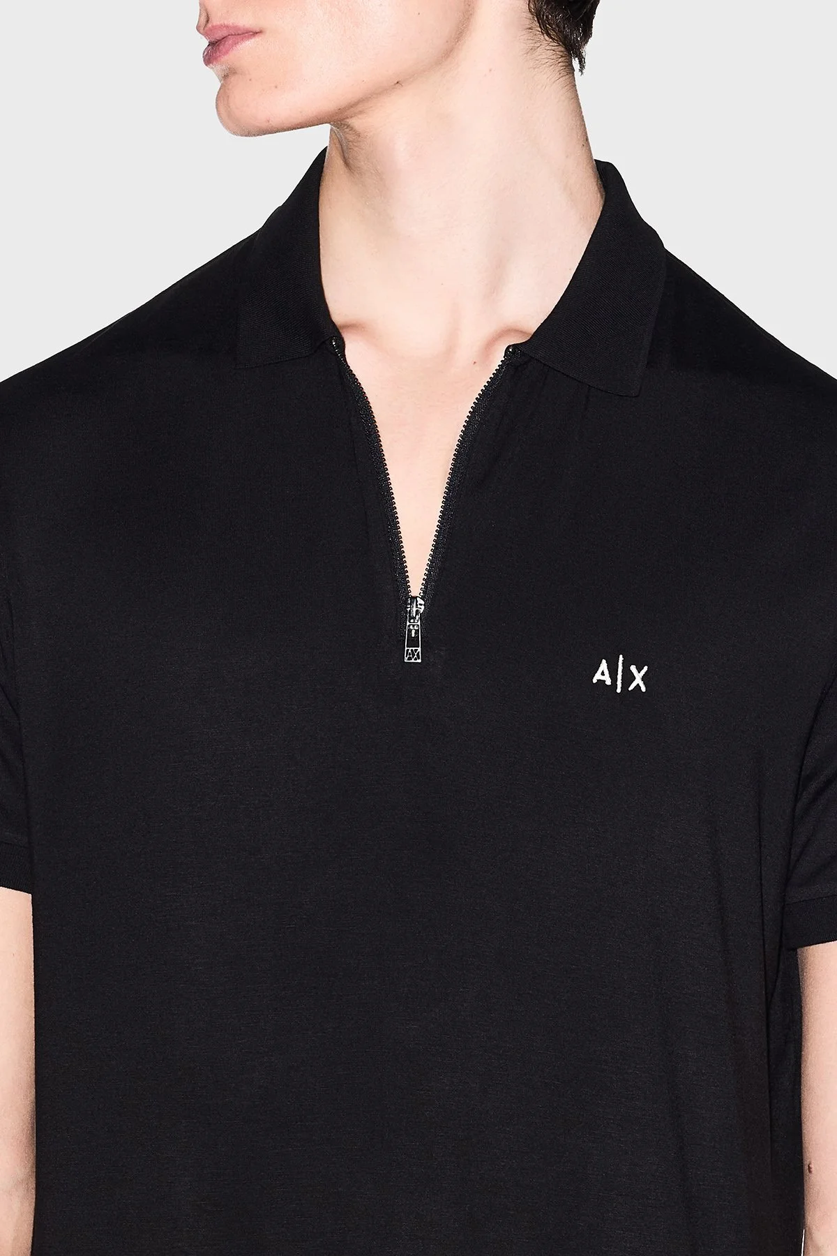 Armani Exchange Regular Fit Logolu Fermuarlı Erkek Polo XM002372 AF21936 UC001 SİYAH - 4