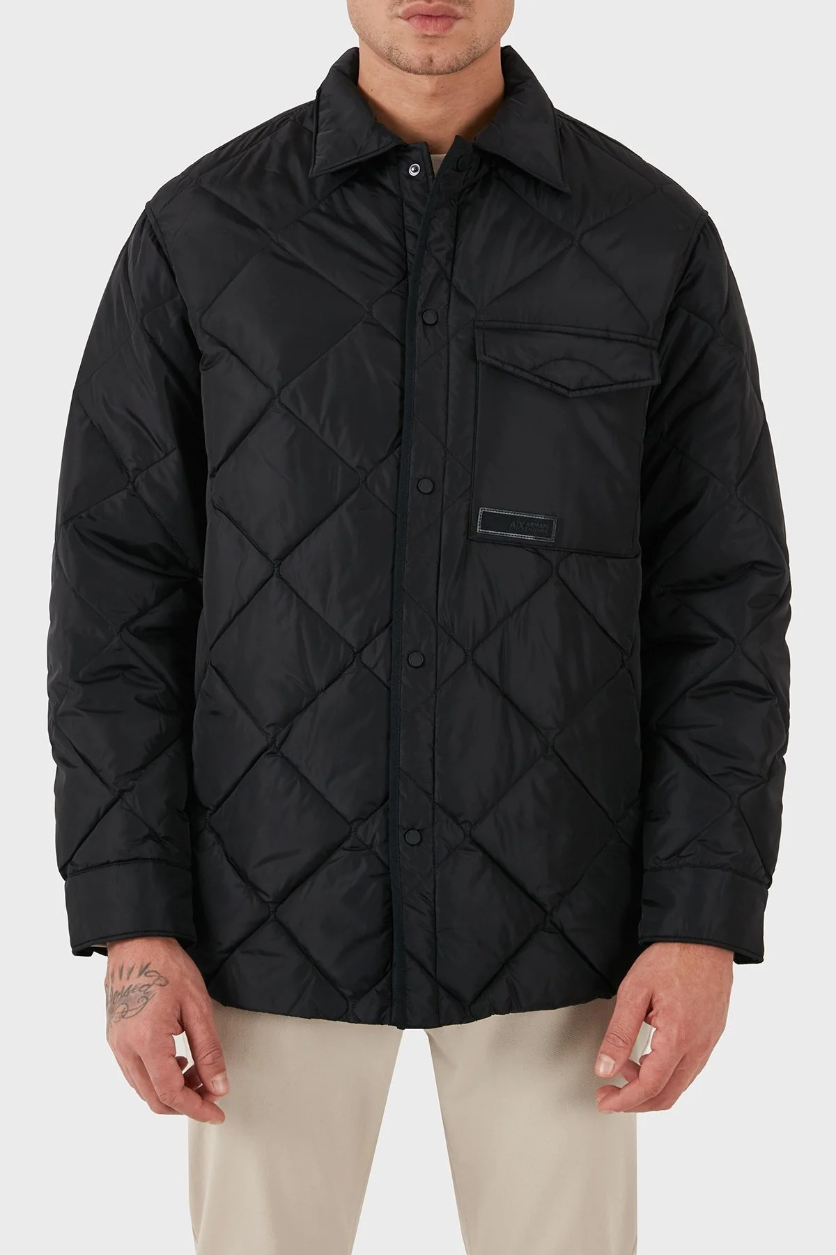 Armani Exchange Regular Fit Polo Yaka Göğüs Cep Detaylı Erkek Mont 6DZB04 ZN4XZ 1200 SİYAH - 1