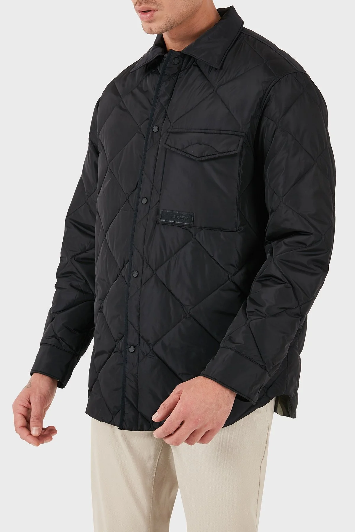 Armani Exchange Regular Fit Polo Yaka Göğüs Cep Detaylı Erkek Mont 6DZB04 ZN4XZ 1200 SİYAH - 6