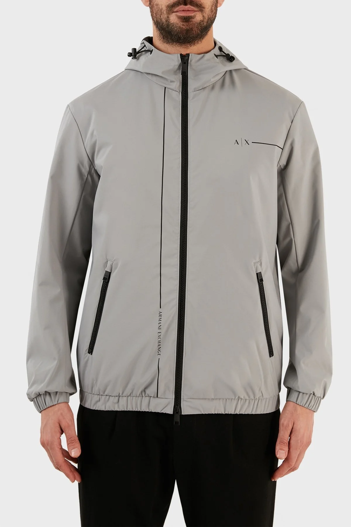 Armani Exchange Regular Fit Reflektörlü Kapüşonlu Erkek Mont 3RZB01 ZNB7Z 6911 GRİ - 1