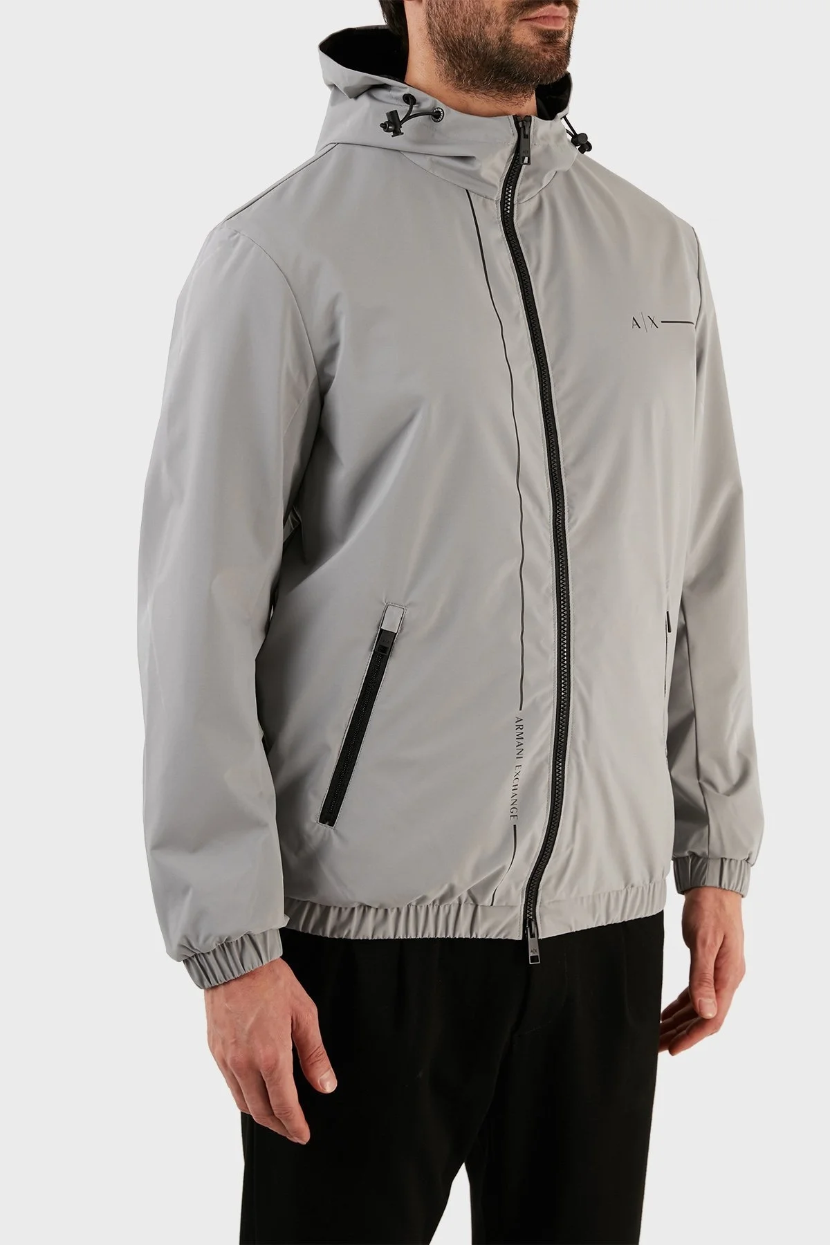 Armani Exchange Regular Fit Reflektörlü Kapüşonlu Erkek Mont 3RZB01 ZNB7Z 6911 GRİ - 3