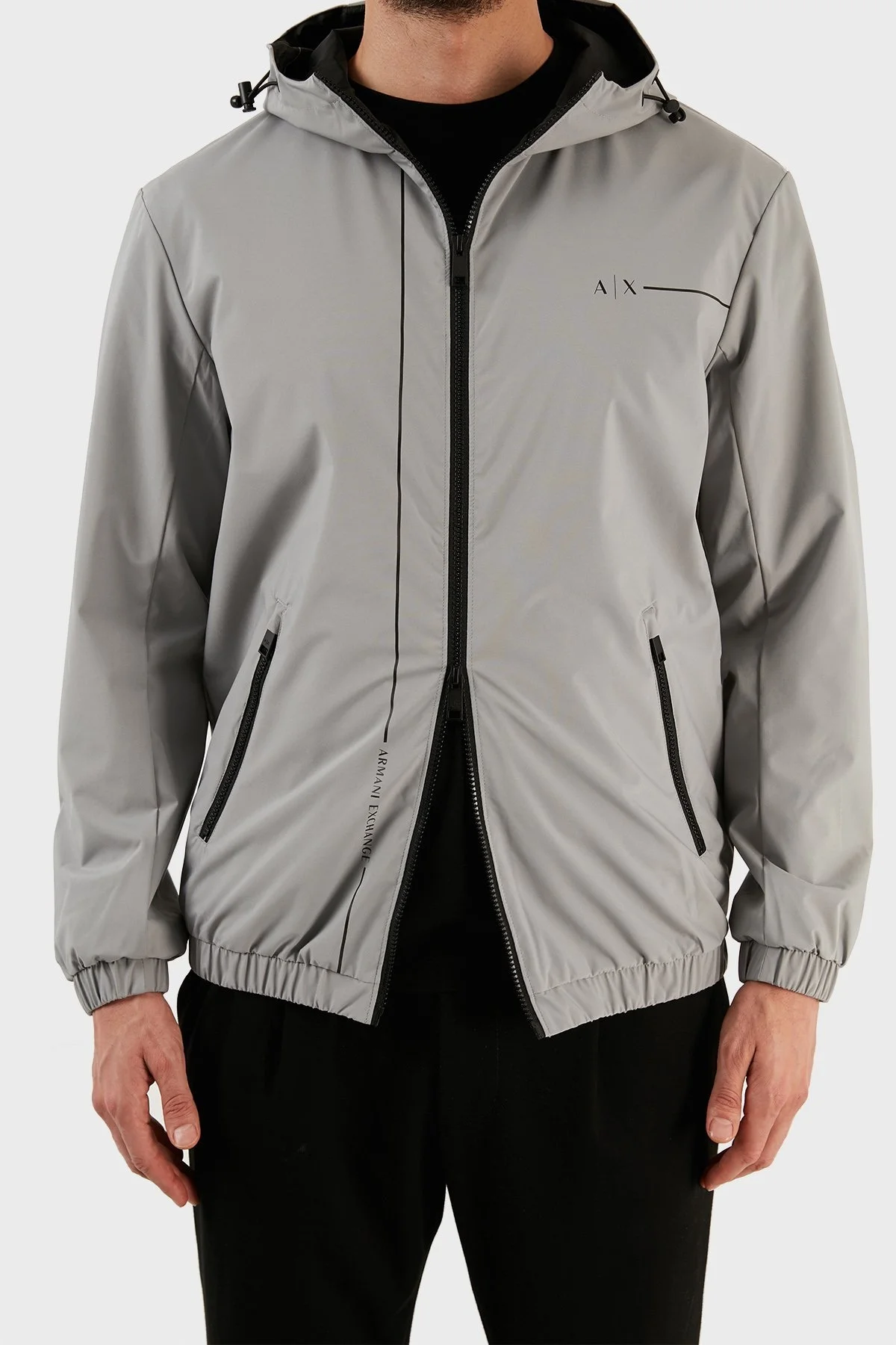Armani Exchange Regular Fit Reflektörlü Kapüşonlu Erkek Mont 3RZB01 ZNB7Z 6911 GRİ - 4