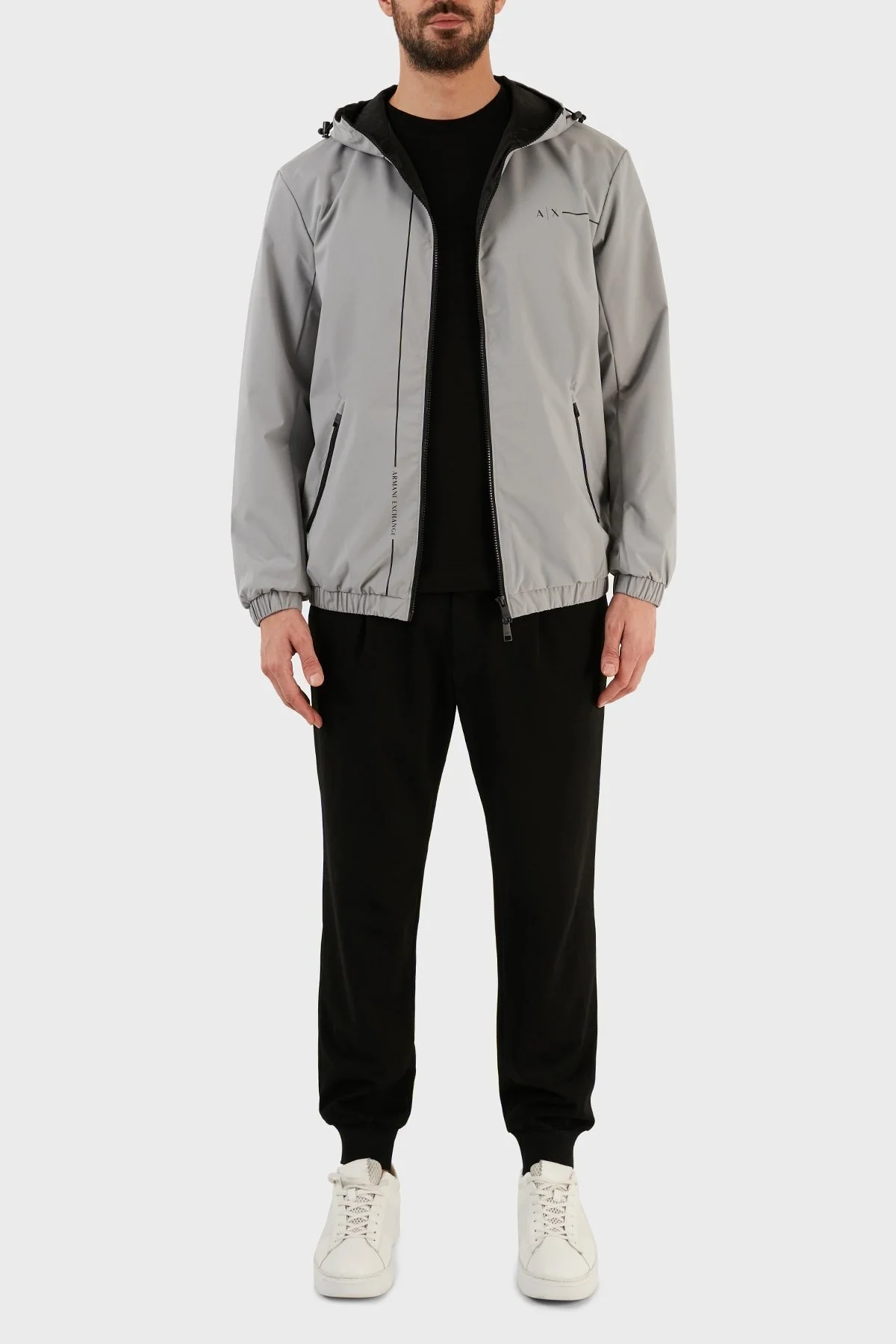 Armani Exchange Regular Fit Reflektörlü Kapüşonlu Erkek Mont 3RZB01 ZNB7Z 6911 GRİ - 5
