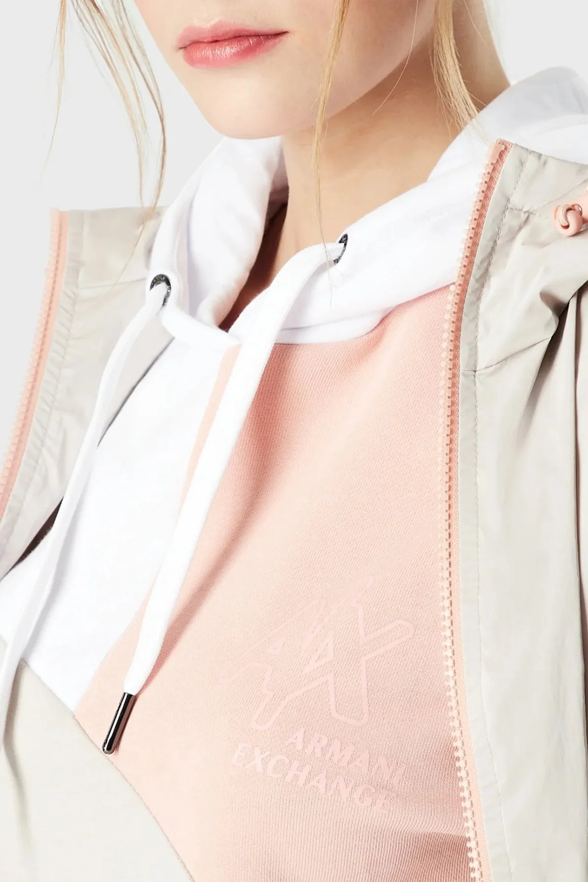 Armani Exchange Regular Fit Renk Bloklu Kapüşonlu % 100 Pamuk Bayan Sweat 3RYM79 YJDHZ 41BB GRİ - 4