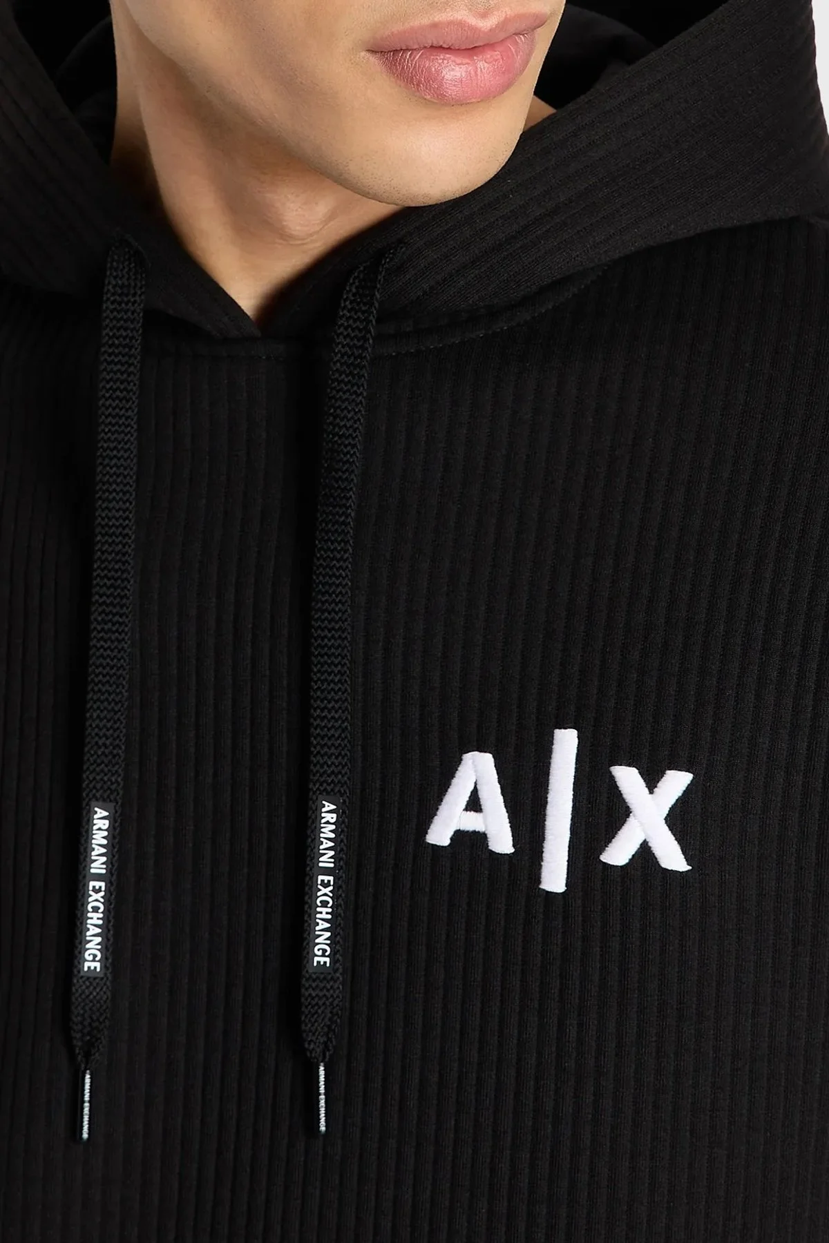 Armani Exchange Regular Fit Ribanalı Kapüşonlu Erkek Sweat 6RZMJA ZJDNZ 1200 SİYAH - 3