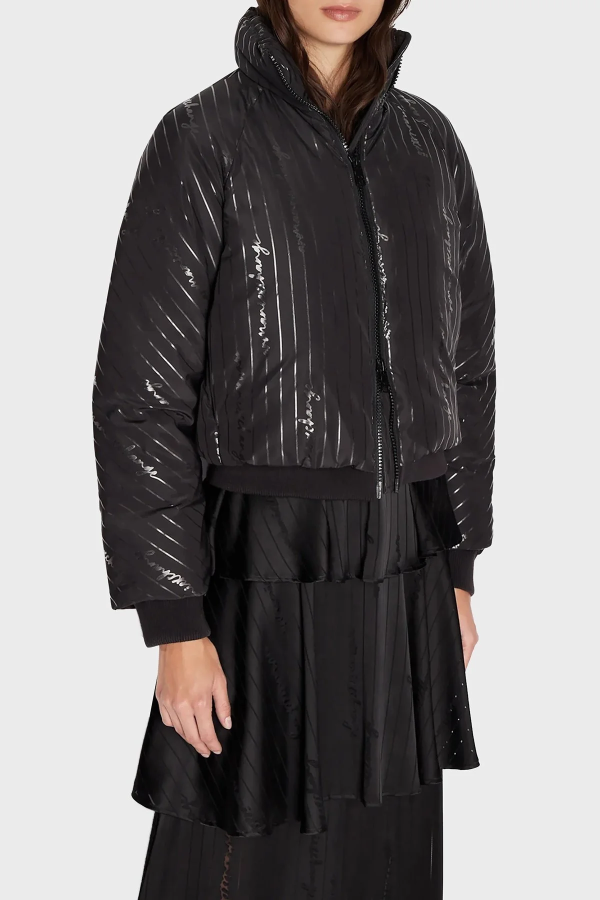 Armani Exchange Regular Fit Dik Yaka Bomber Şişme Bayan Mont 6RYB06 YN1MZ 02EL SİYAH - 1