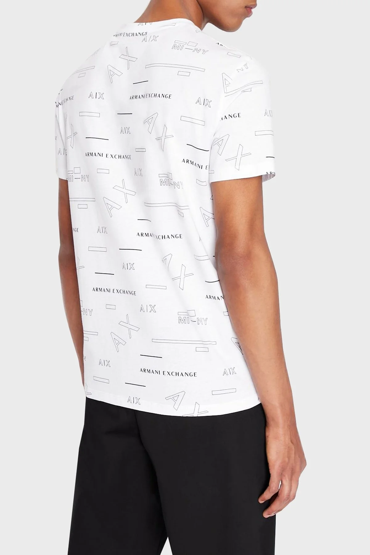 Armani Exchange Regular Fit Tamamı Logo Baskılı Bisiklet Yaka % 100 Pamuk Erkek T Shirt 6LZTFE ZJ8EZ 21BD BEYAZ - 2