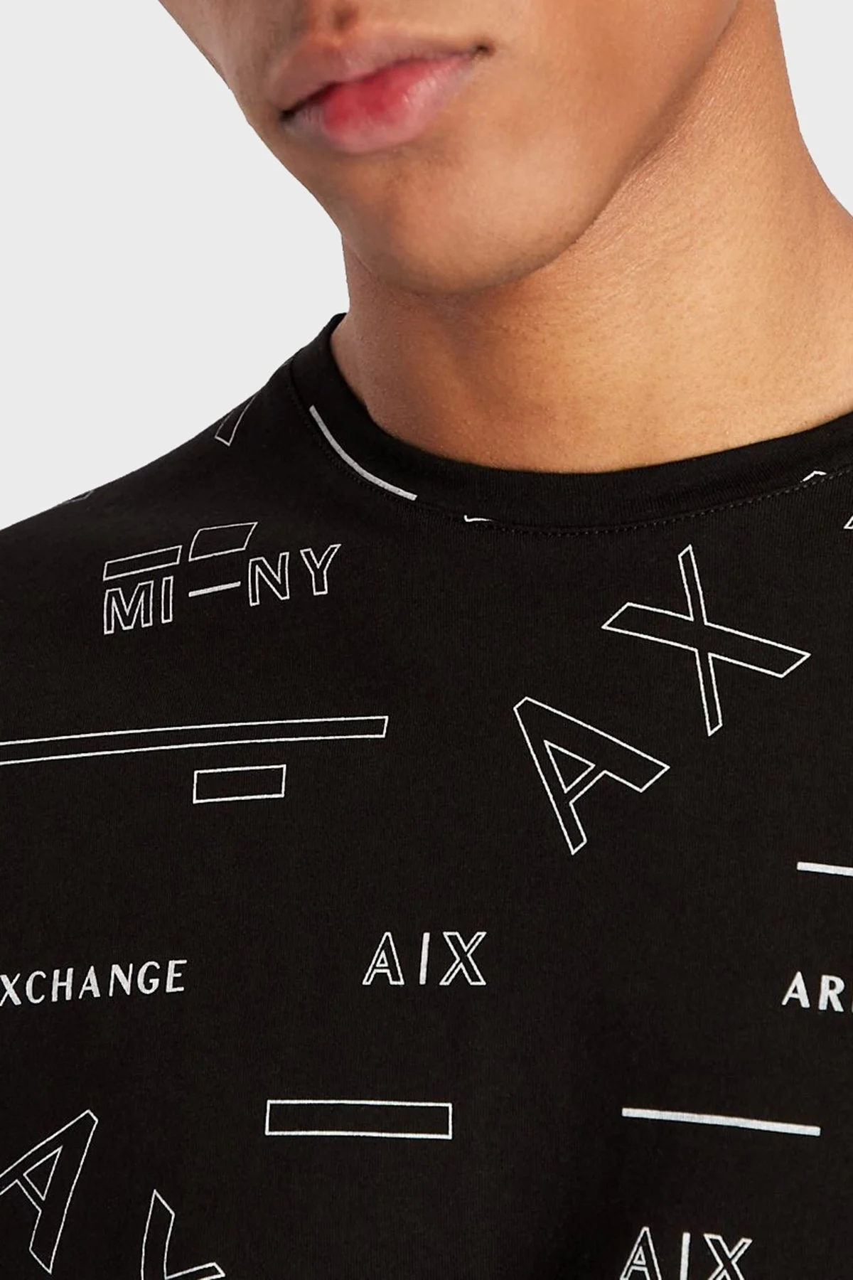Armani Exchange Regular Fit Tamamı Baskılı Bisiklet Yaka % 100 Pamuk Erkek T Shirt 6LZTFE ZJ8EZ 22AP SİYAH - 2
