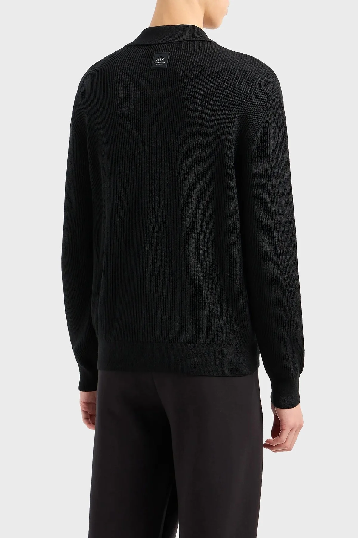 Armani Exchange Regular Fit Yarım Fermuarlı Polo Yaka Triko Erkek Kazak XM000129 AF10348 UC001 SİYAH - 2