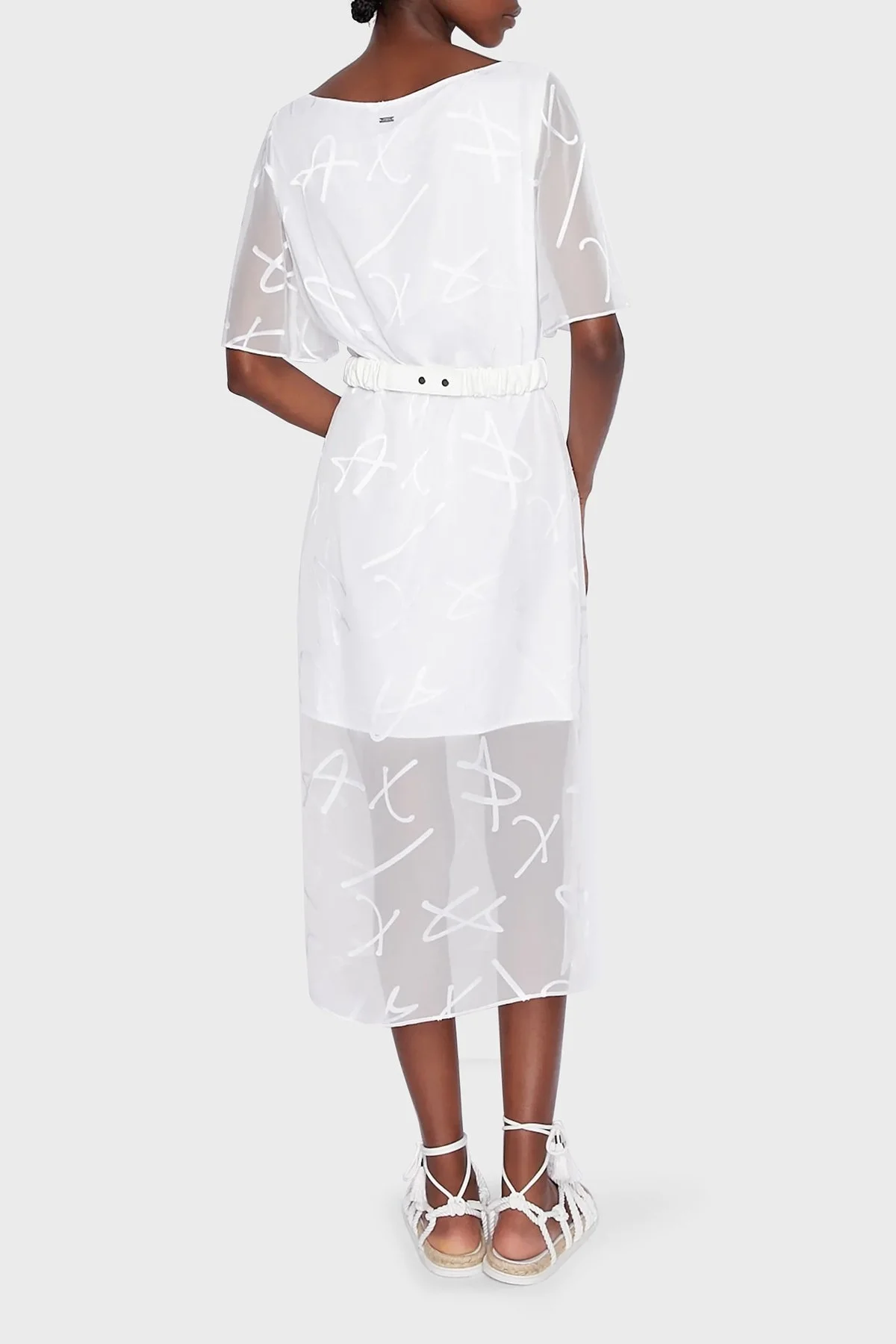 Armani Exchange Regular Fit Yırtmaçlı Transparan Midi Bayan Elbise 3RYA26 YN2KZ 1000 BEYAZ - 2