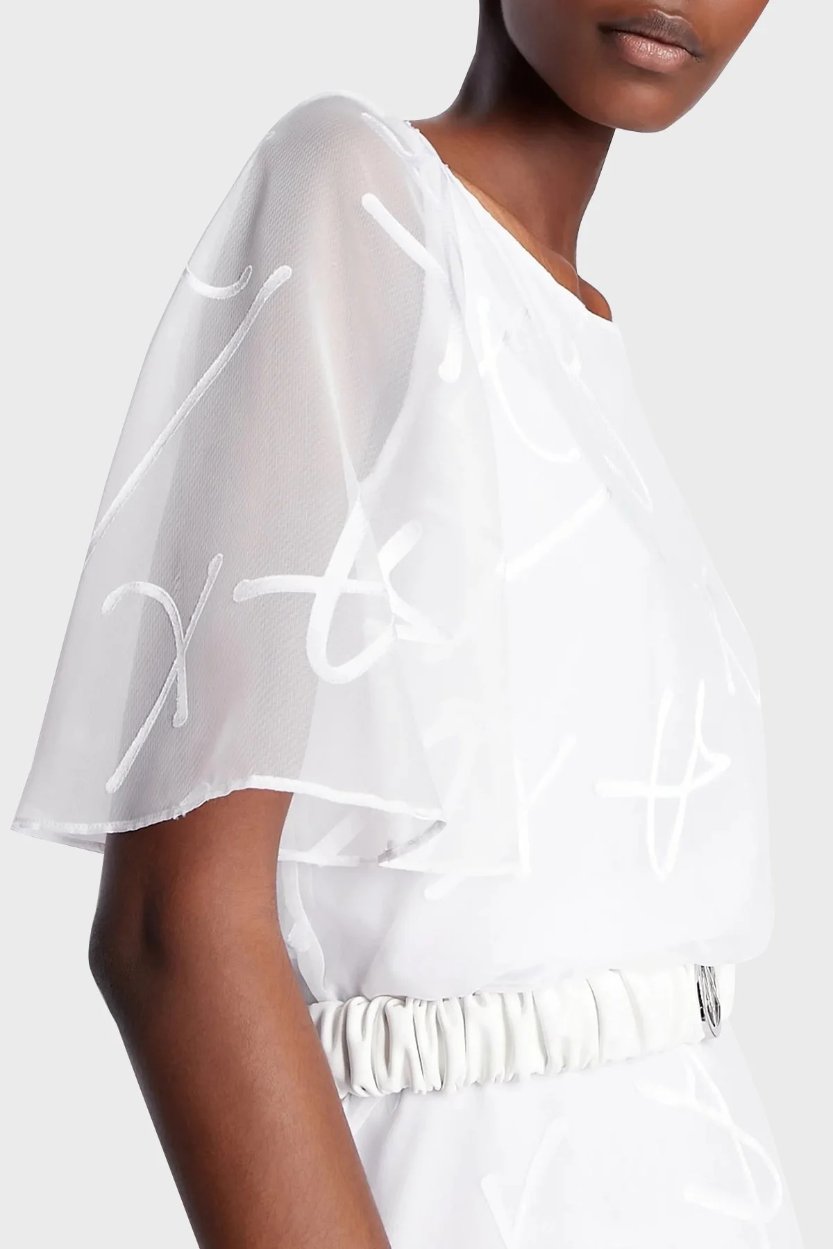 Armani Exchange Regular Fit Yırtmaçlı Transparan Midi Bayan Elbise 3RYA26 YN2KZ 1000 BEYAZ - 3