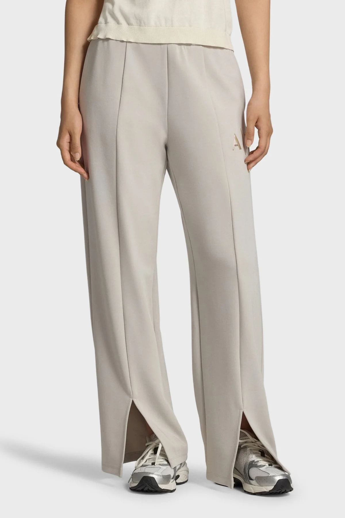 Armani Exchange Regular Fit Yüksek Bel Geniş Paça Kadın Pantolon XW002759 AF24068 U1039 Ekru - 1