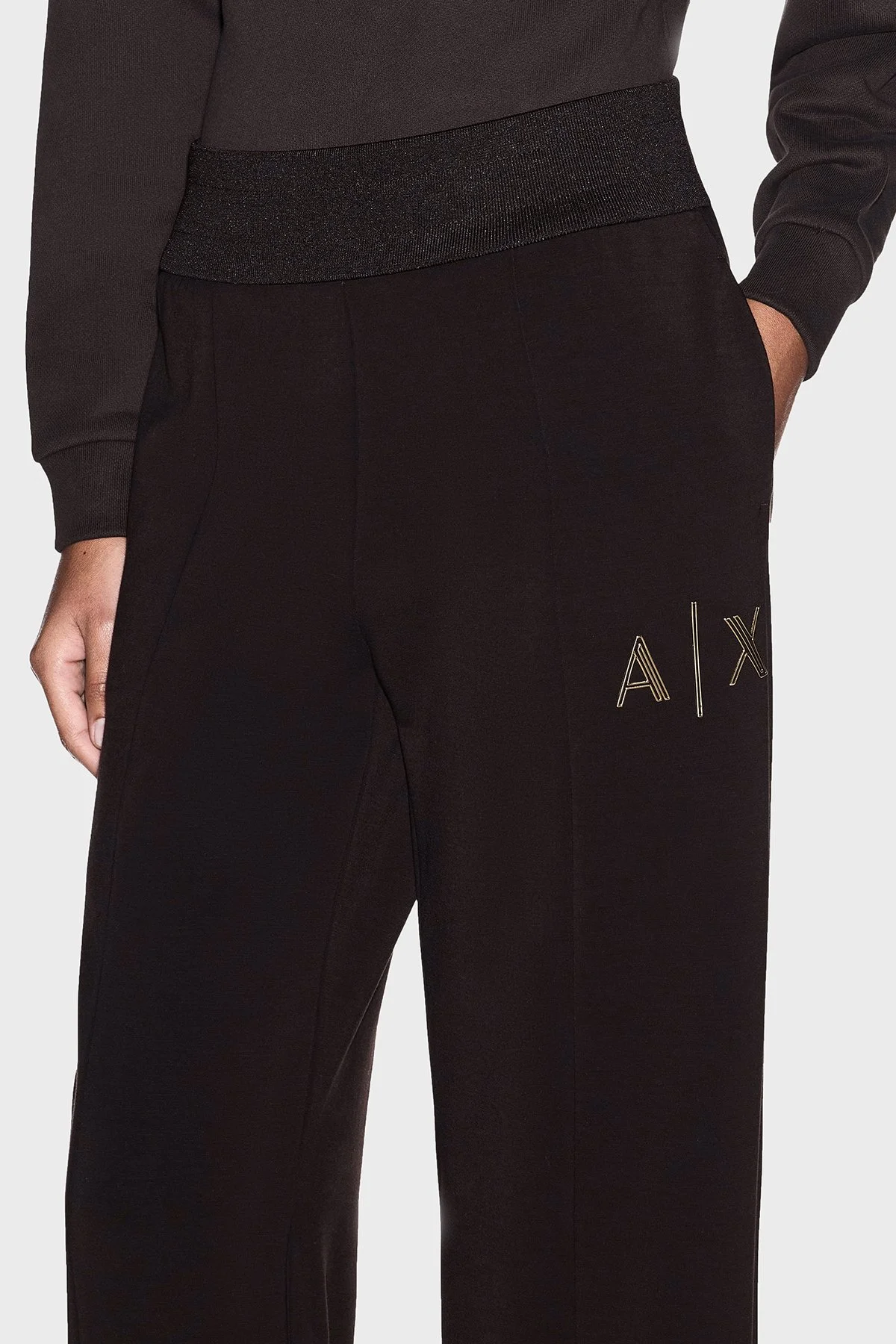 Armani Exchange Regular Fit Yüksel Bel Geniş Paça Kadın Pantolon XW002759 AF24068 U6032 Kahve - 4