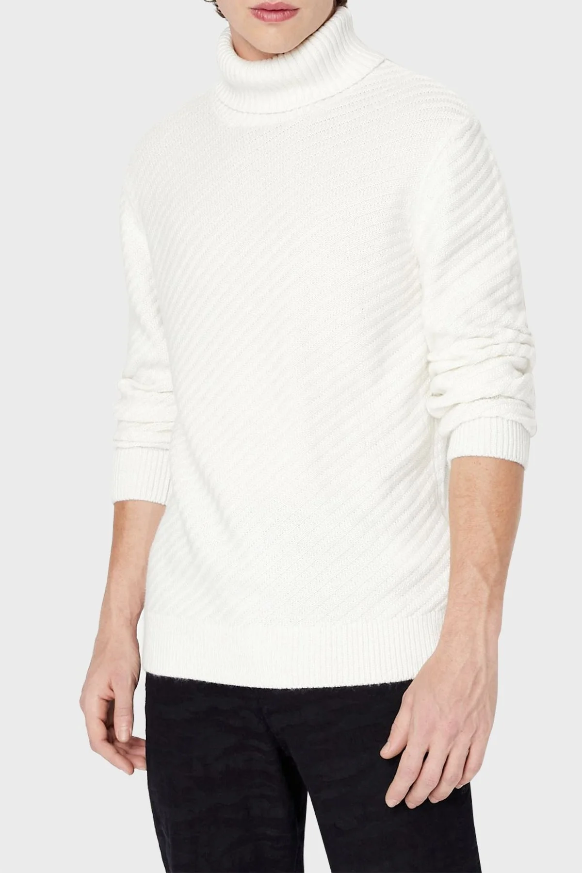 Armani Exchange Regular Fit Yün Karışımlı Balıkçı Yaka Triko Erkek Kazak 6LZM1L ZMY1Z 1100 BEYAZ - 1