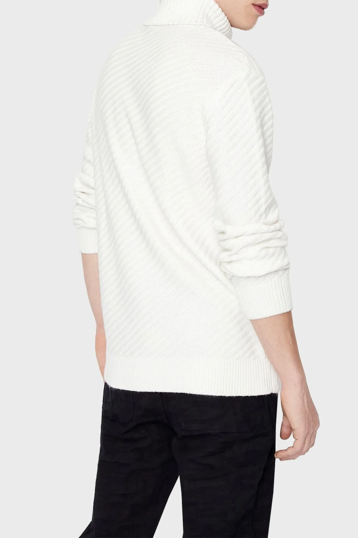 Armani Exchange Regular Fit Yün Karışımlı Balıkçı Yaka Triko Erkek Kazak 6LZM1L ZMY1Z 1100 BEYAZ - 2