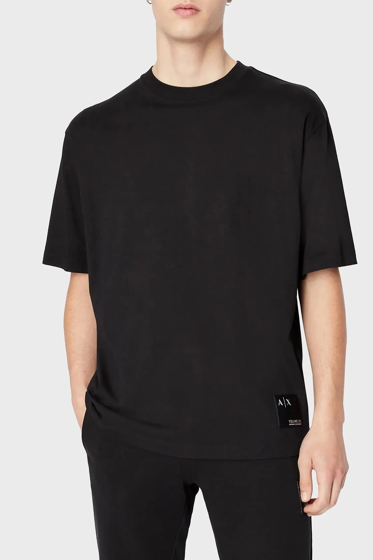 Armani Exchange Relaxed Fit Bisiklet Yaka % 100 Pamuk Erkek T Shirt 6LZMAZ ZJFCZ 1200 SİYAH - 1