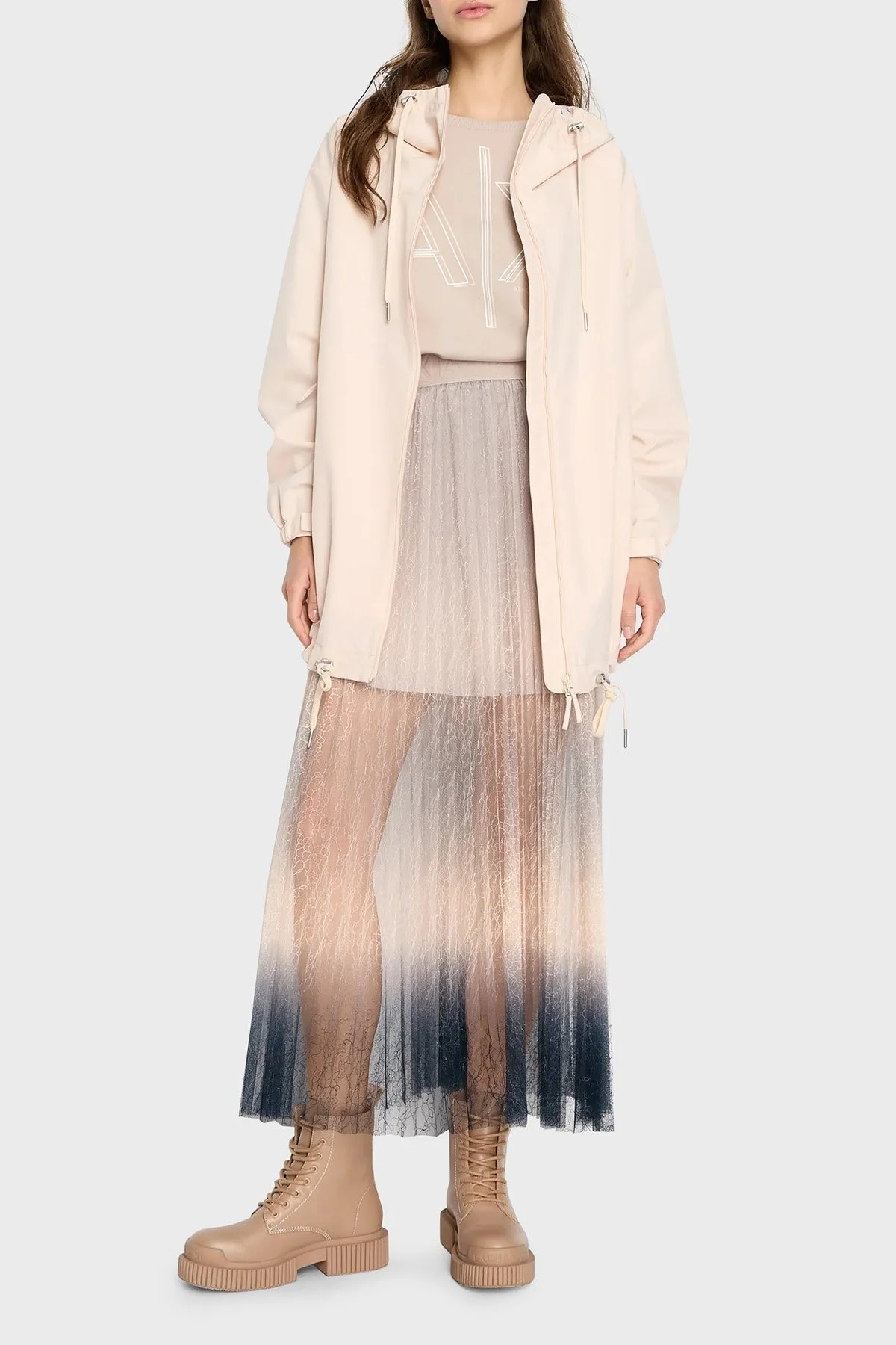 Armani Exchange Relaxed Fit Kapüşonlu Bayan Ceket 3DYB08 YNYFZ 14BD PUDRA - 10