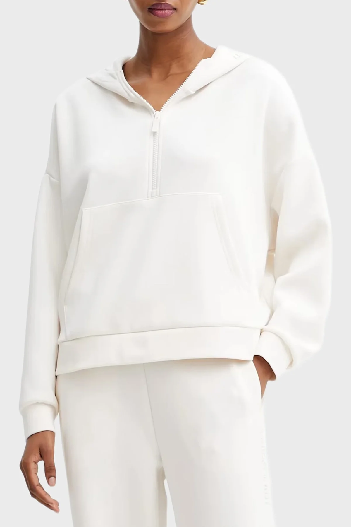 Armani Exchange Relaxed Fit Kapüşonlu Yaka Kanguru Cepli Bayan Sweat XW000980 AF16111 U1003 EKRU - 1