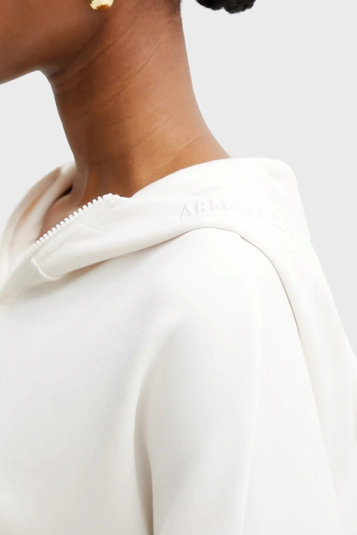 Armani Exchange Relaxed Fit Kapüşonlu Yaka Kanguru Cepli Bayan Sweat XW000980 AF16111 U1003 EKRU - 5