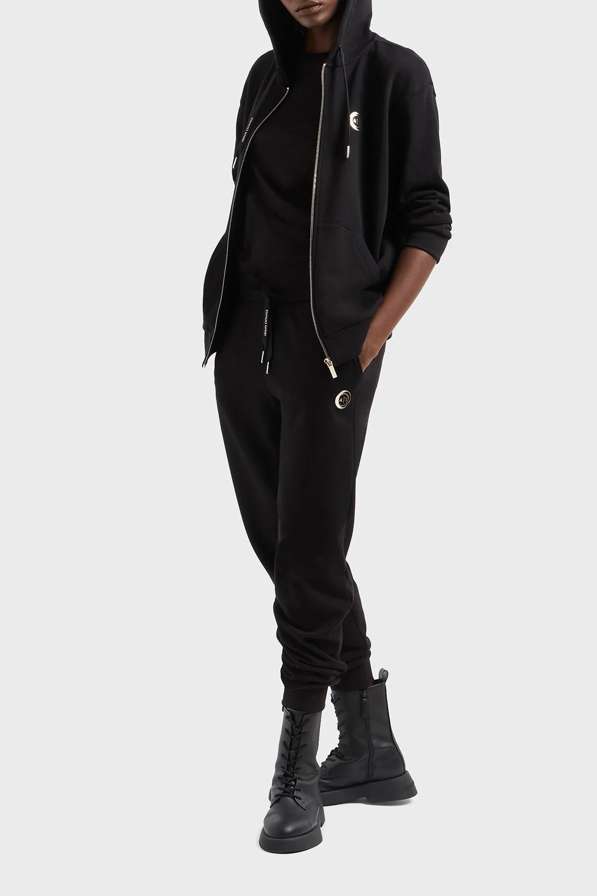 Armani Exchange Relaxed Fit Lastikli Bel Ribanalı Paça Jogger Bayan Pantolon XW000319 AF12217 UC001 SİYAH - 8