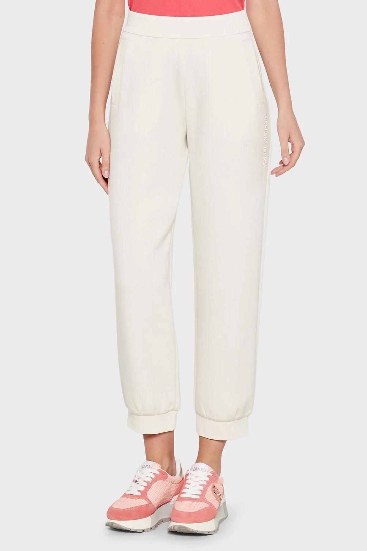 Armani Exchange Relaxed Fit Lastikli Paça Logolu Jogger Bayan Pantolon XW001011 AF16111 U1003 EKRU - 1