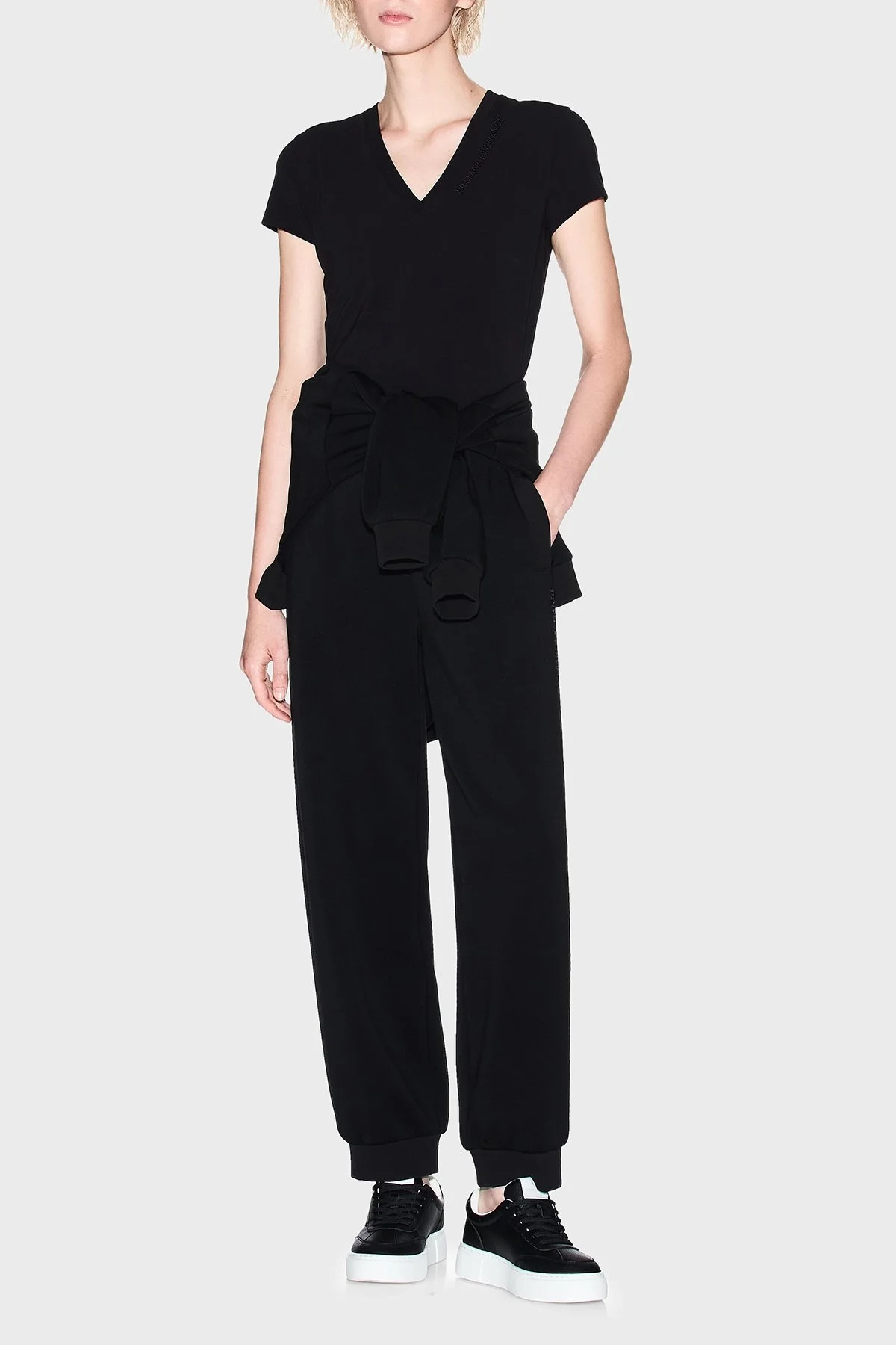 Armani Exchange Relaxed Fit Lastikli Paça Logolu Jogger Bayan Pantolon XW001011 AF16111 UC001 SİYAH - 2